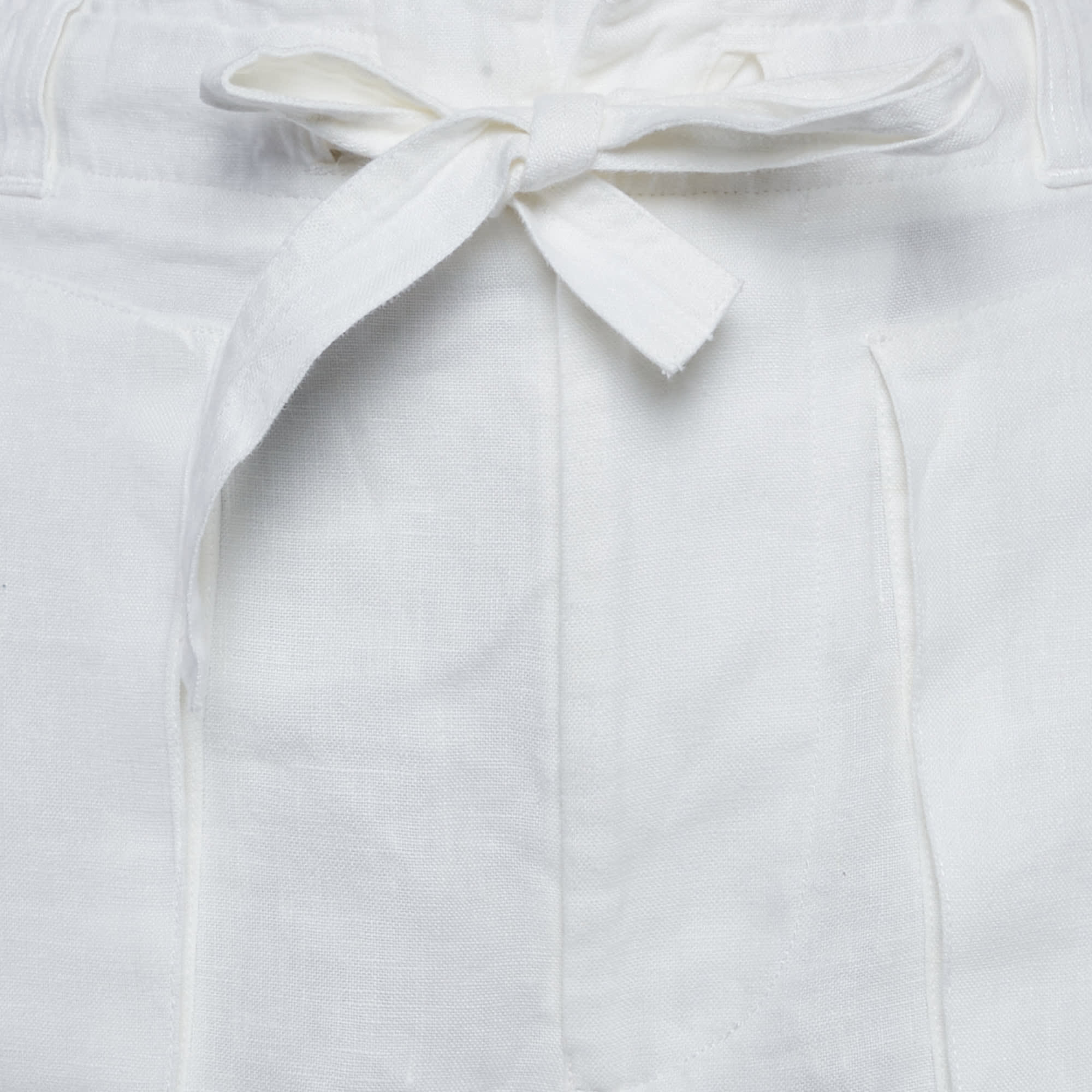 Polo Ralph Lauren White Linen Tie - Up Detail Shorts