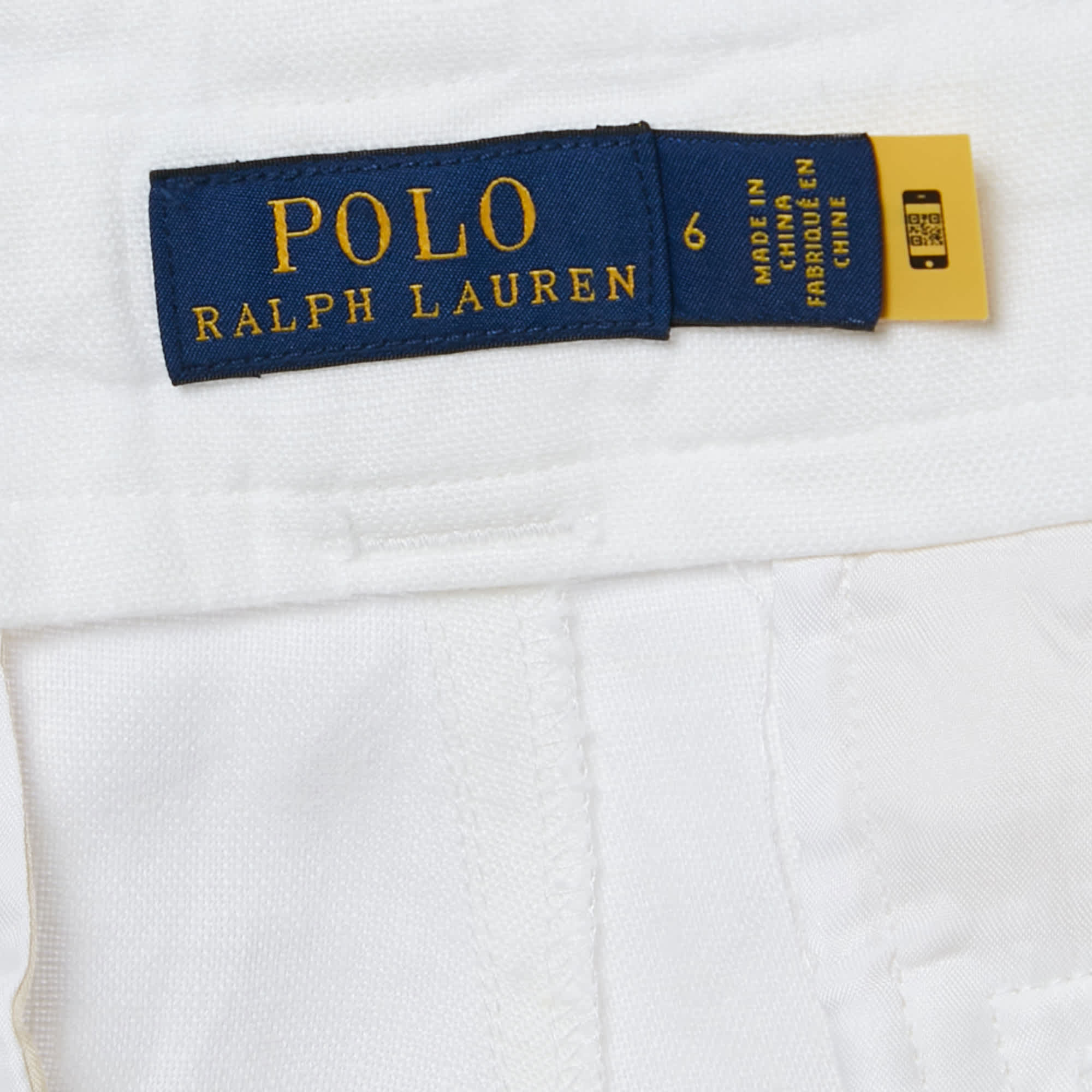 Polo Ralph Lauren White Linen Tie - Up Detail Shorts