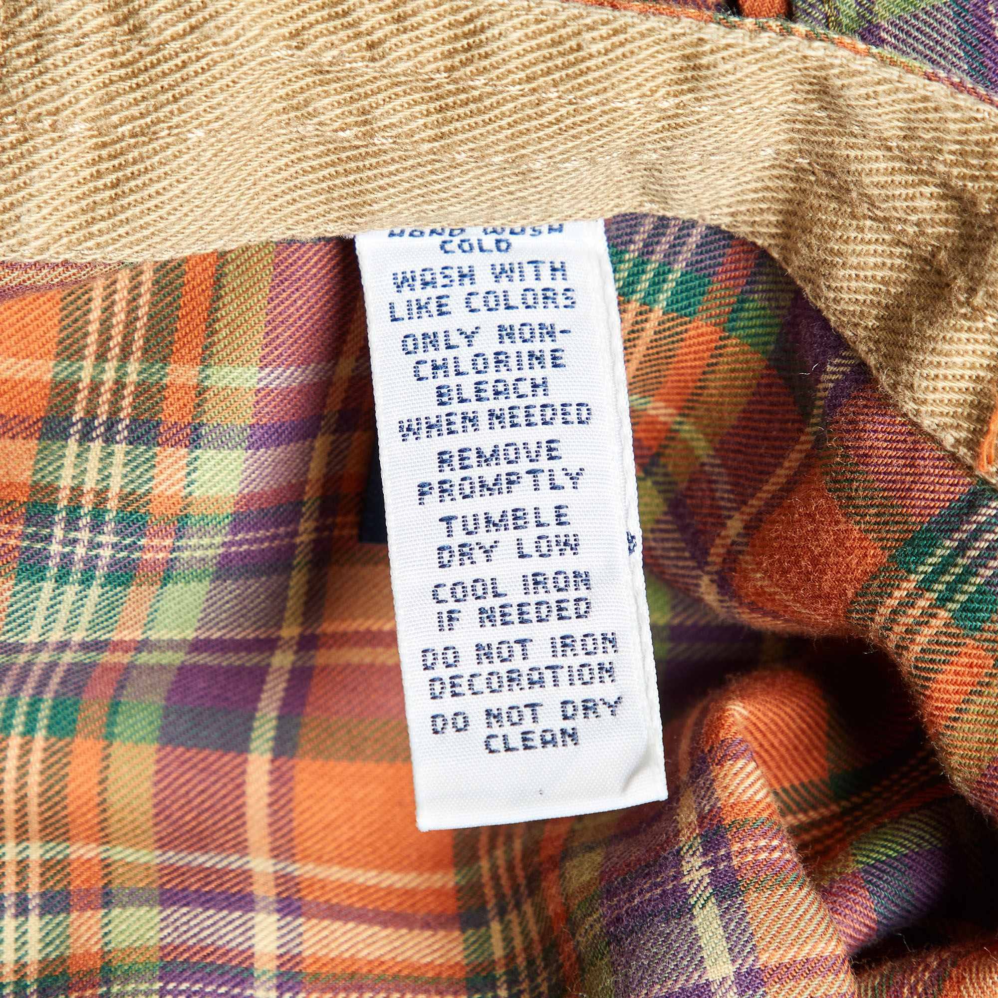 Polo Ralph Lauren Orange Plaid Checked Cotton Long Sleeve Shirt