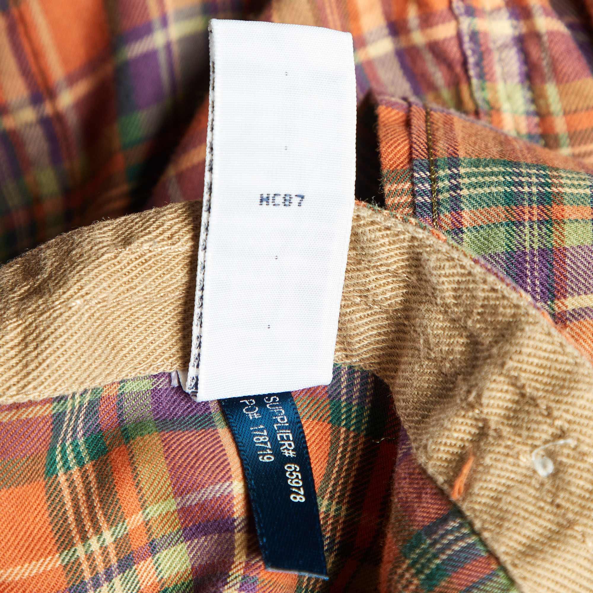 Polo Ralph Lauren Orange Plaid Checked Cotton Long Sleeve Shirt