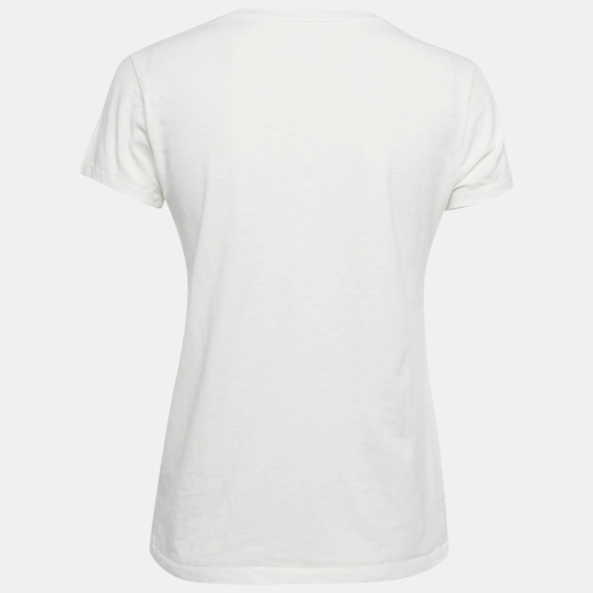Polo Ralph Lauren White American Flag Applique Cotton T - Shirt