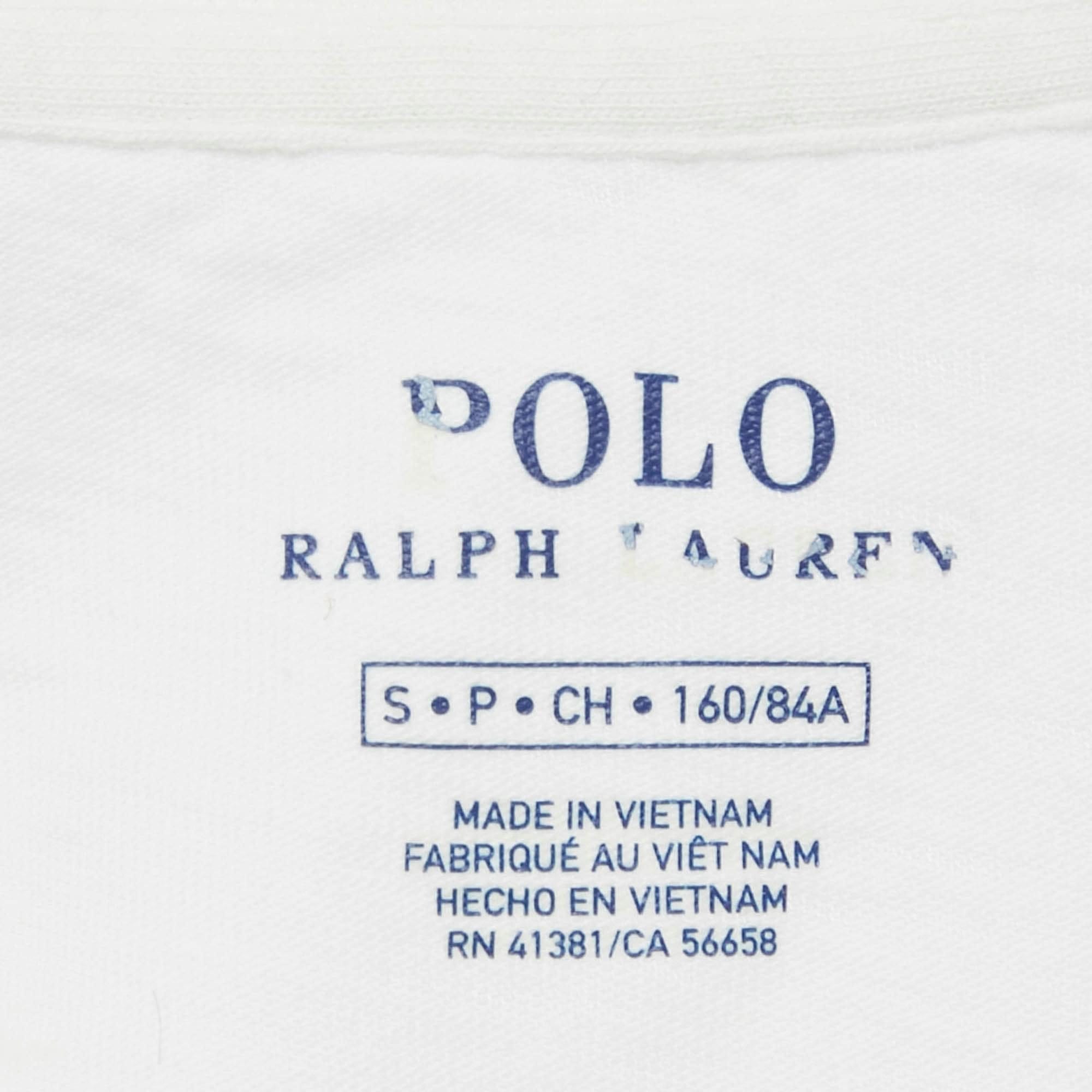 Polo Ralph Lauren White American Flag Applique Cotton T - Shirt