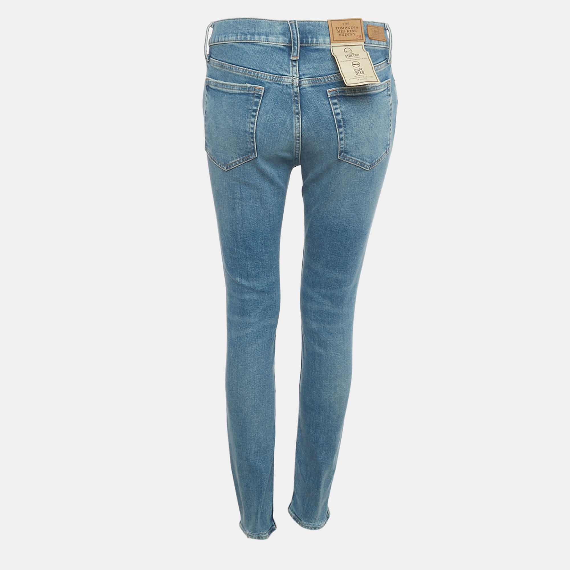 Polo Ralph Lauren Blue Denim The Tompkins Mid Rise Skinny Jeans M/waist