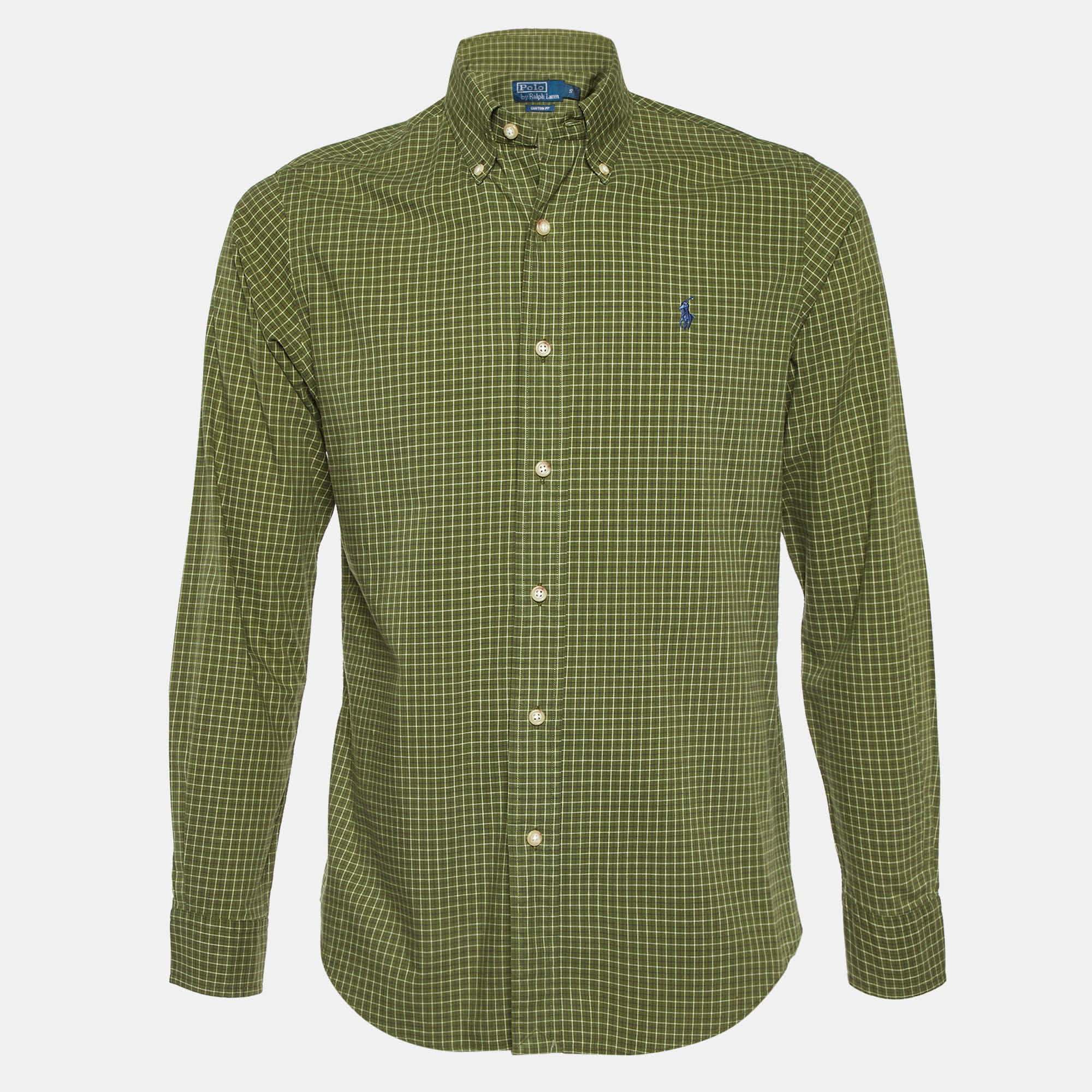 Polo Ralph Lauren Green Checked Cotton Custom Fit Button Down Shirt