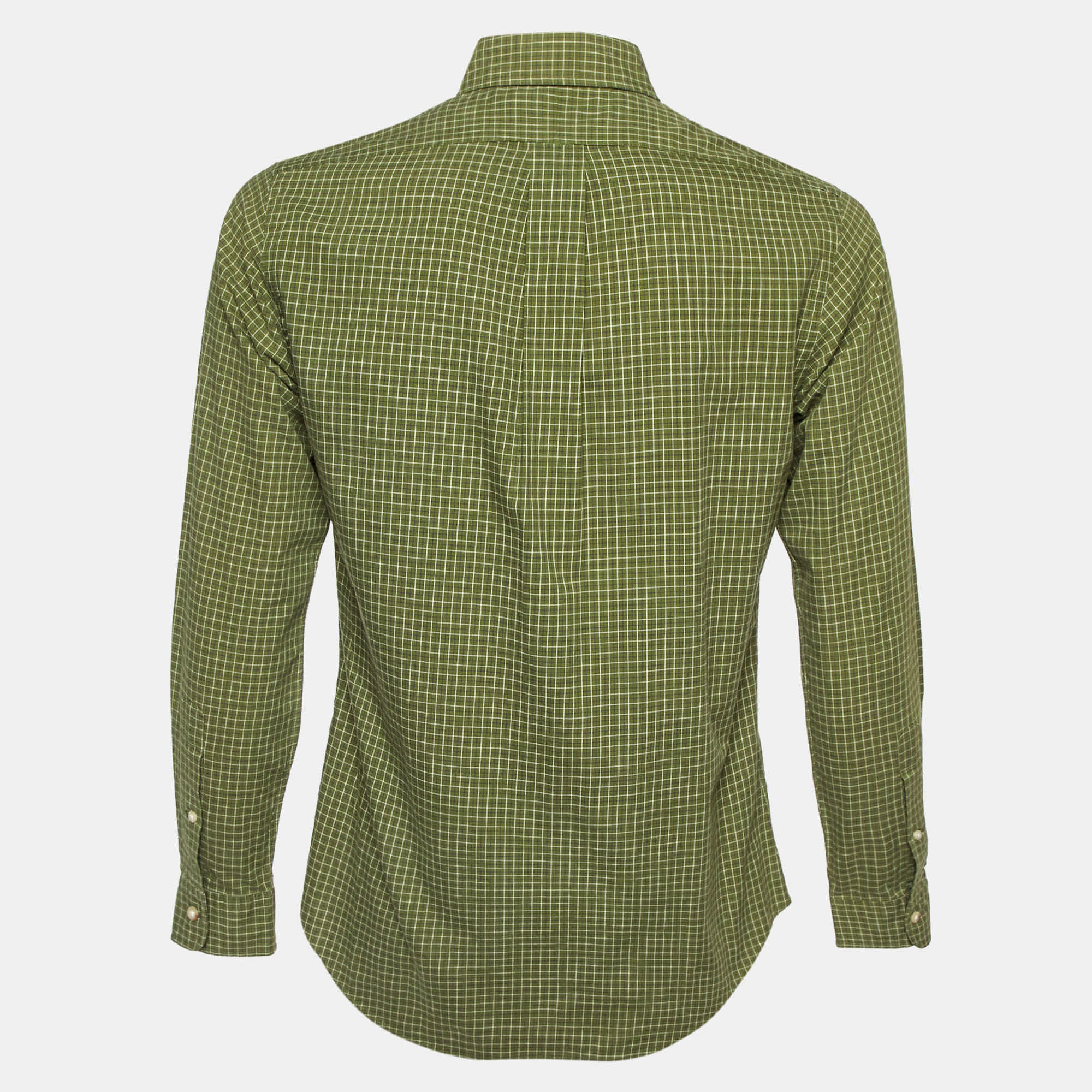 Polo Ralph Lauren Green Checked Cotton Custom Fit Button Down Shirt