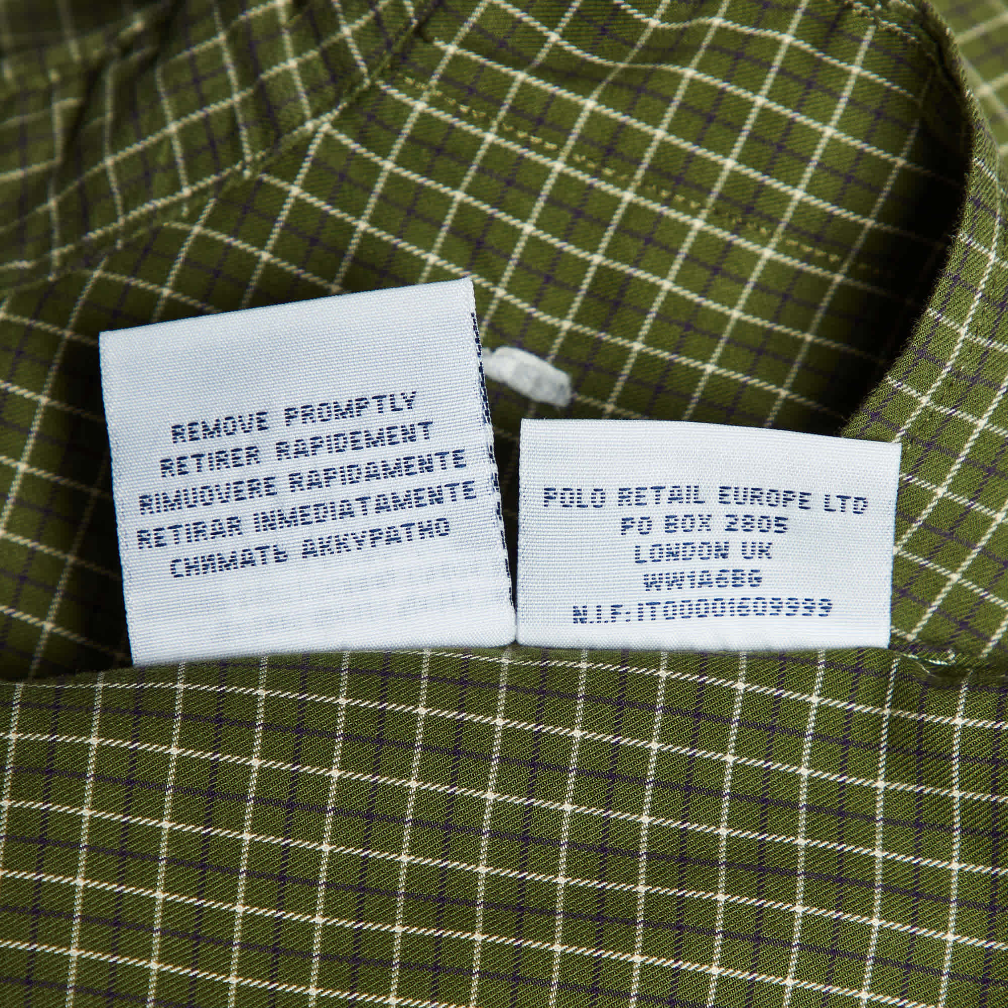 Polo Ralph Lauren Green Checked Cotton Custom Fit Button Down Shirt
