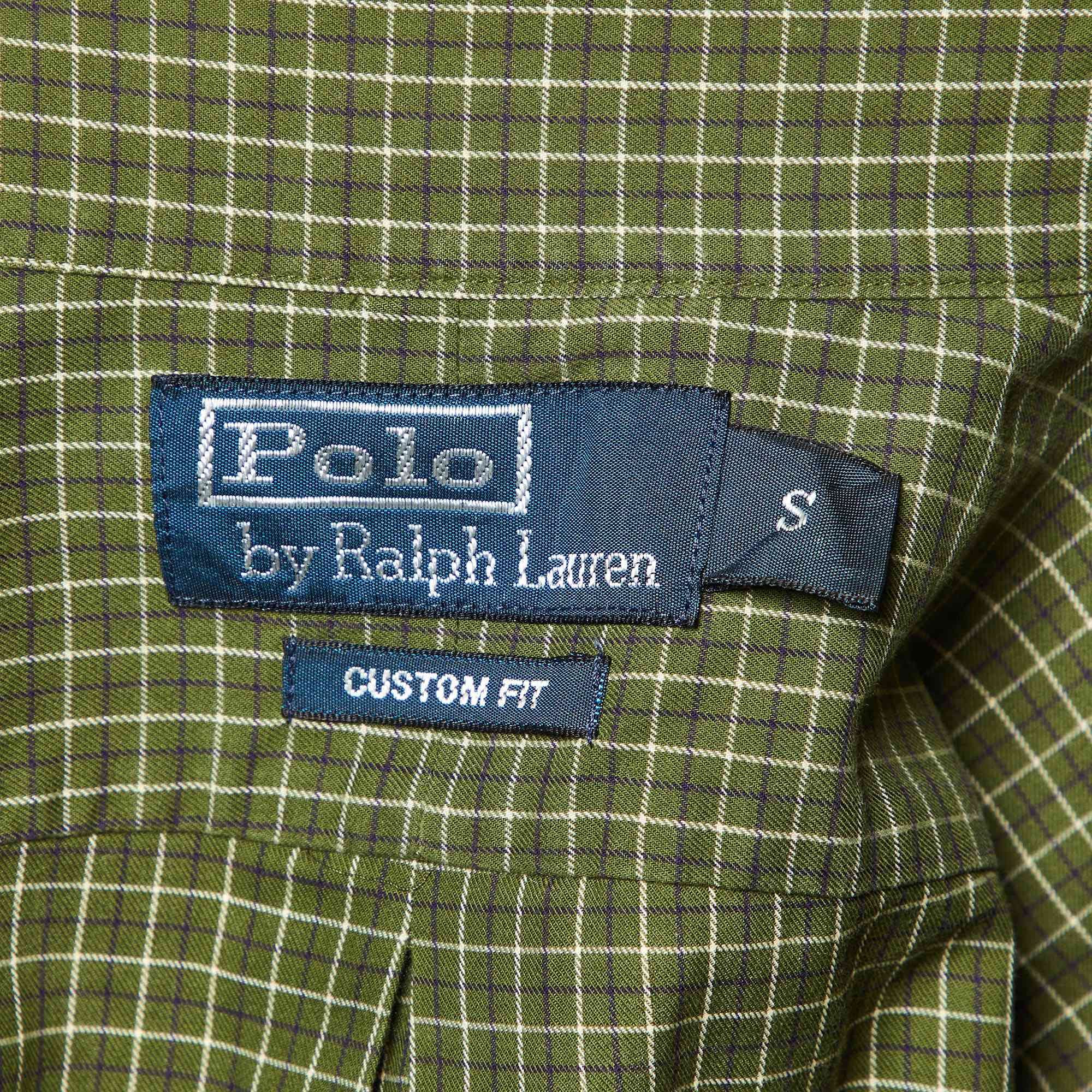 Polo Ralph Lauren Green Checked Cotton Custom Fit Button Down Shirt