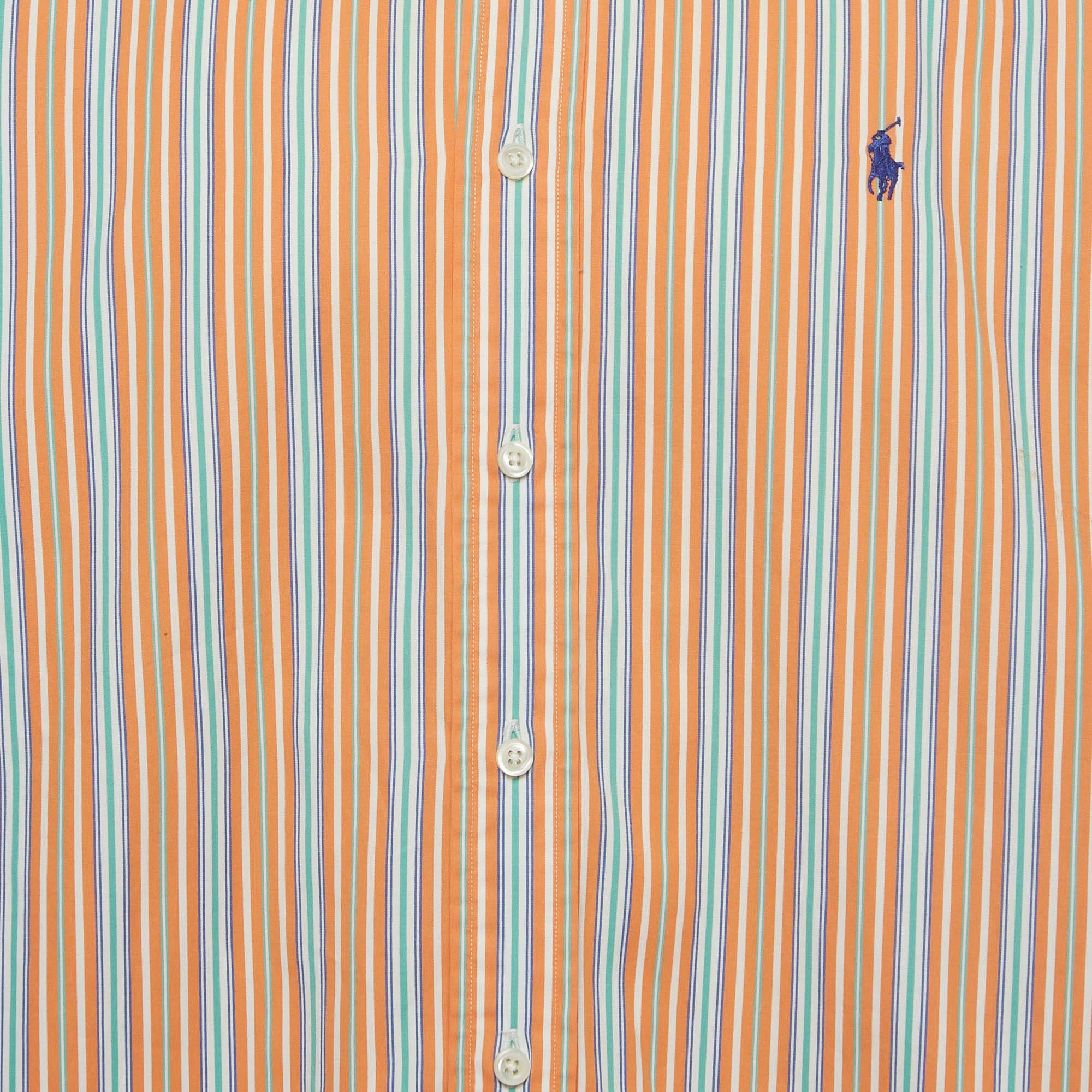 Polo Ralph Lauren Orange Stripe Cotton Button Down Shirt