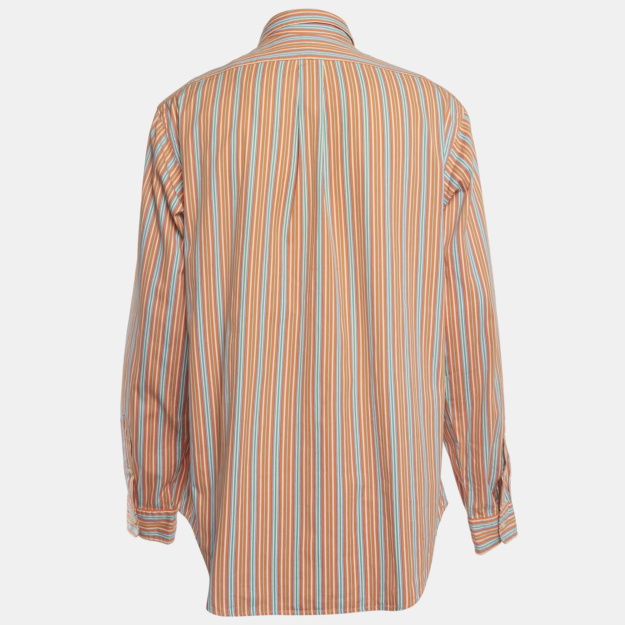 Polo Ralph Lauren Orange Stripe Cotton Button Down Shirt