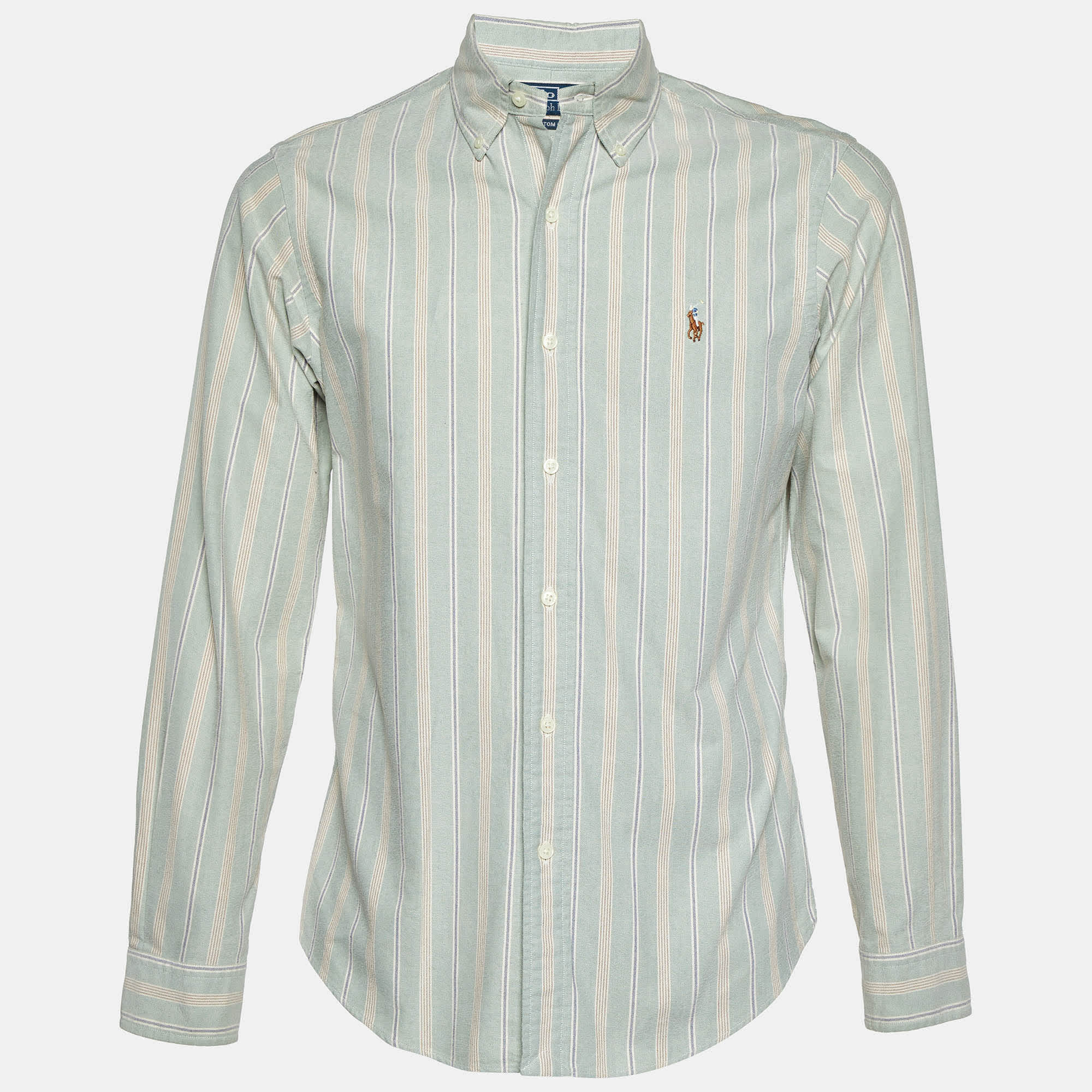 Polo Ralph Lauren Light Green Striped Cotton Button Down Shirt