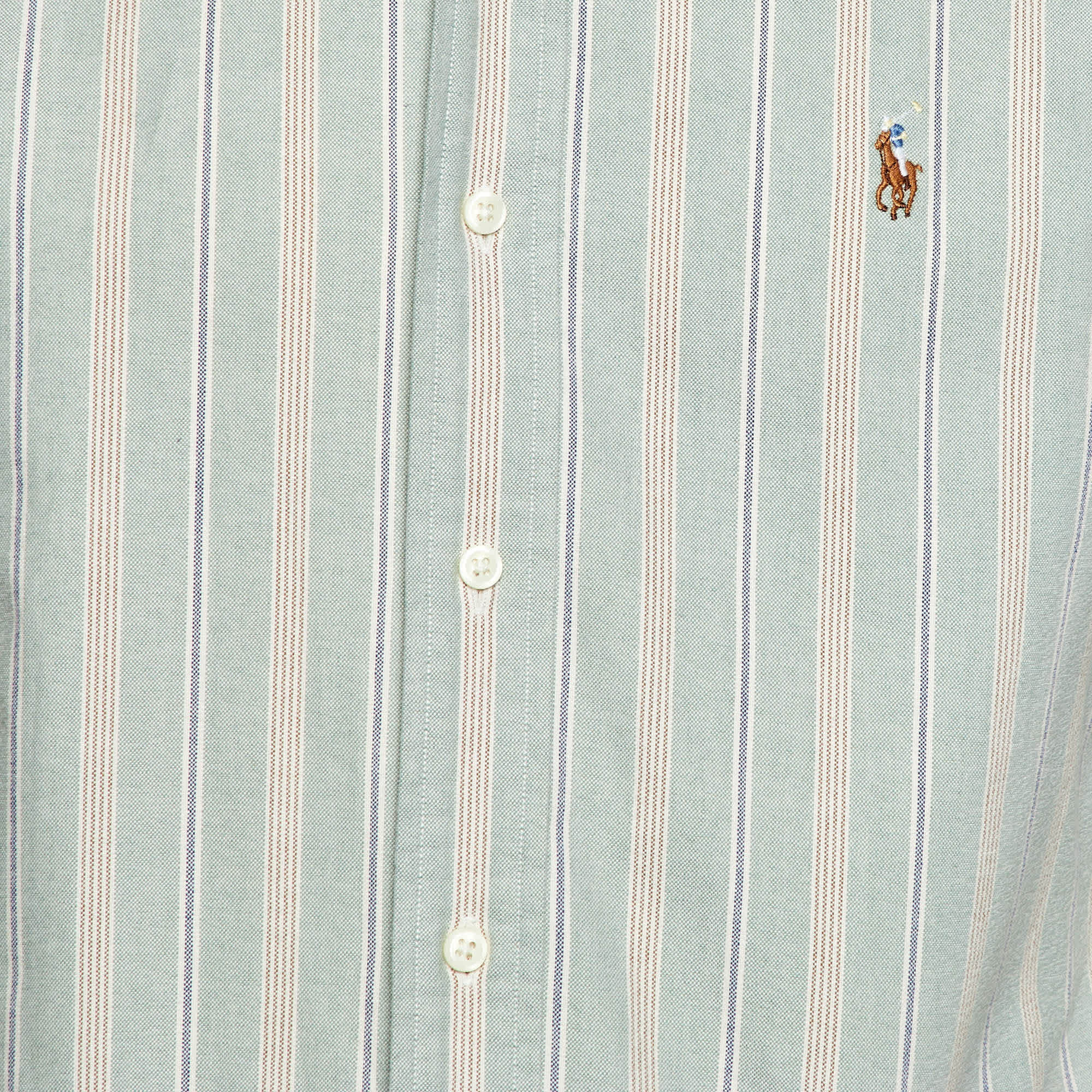 Polo Ralph Lauren Light Green Striped Cotton Button Down Shirt