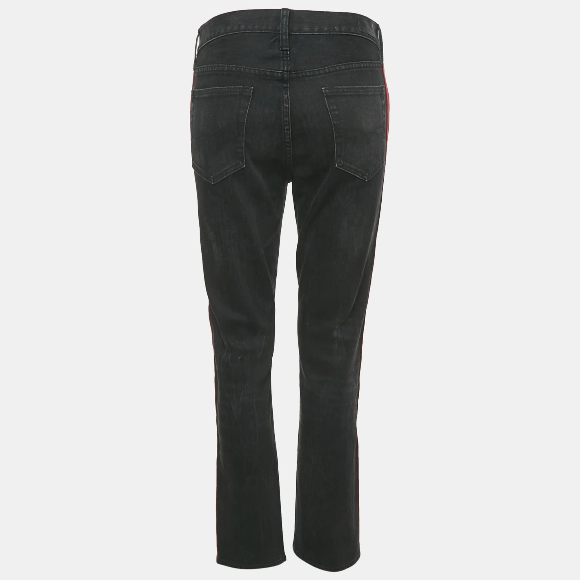 Polo Ralph Lauren Black/red Side Stripe Denim Jeans M Waist