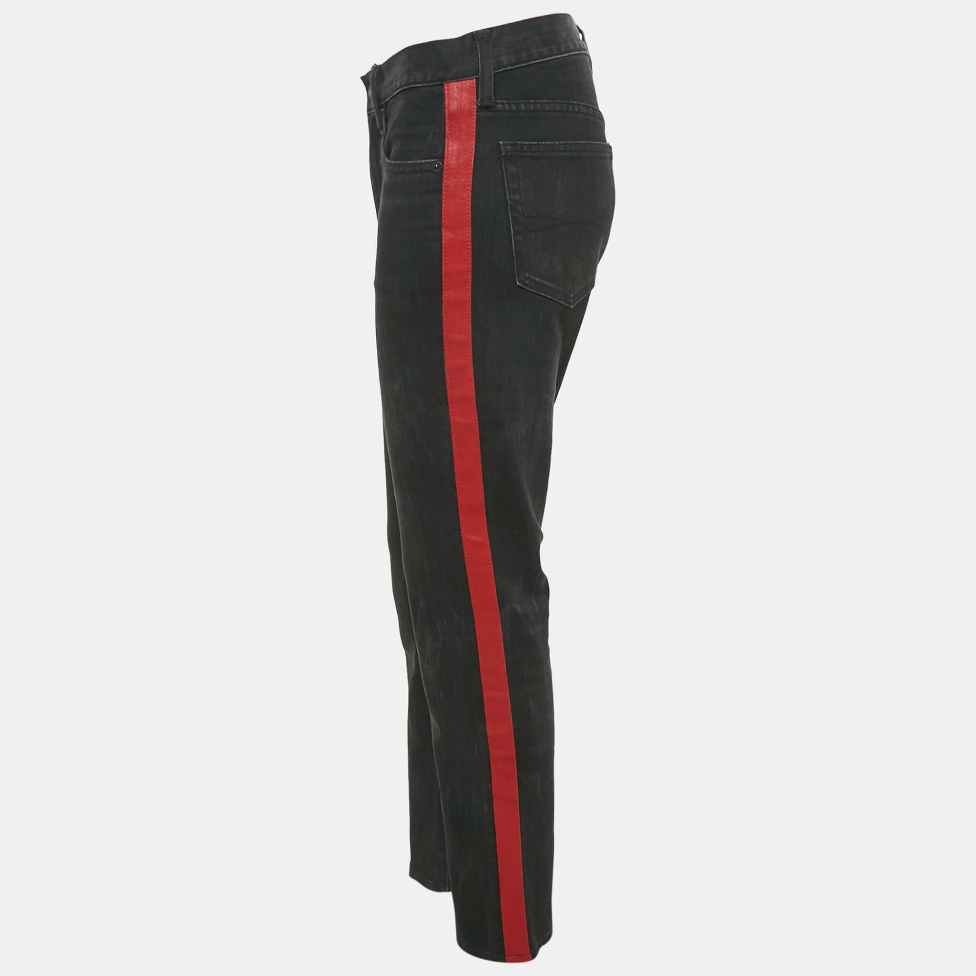 Polo Ralph Lauren Black/red Side Stripe Denim Jeans M Waist