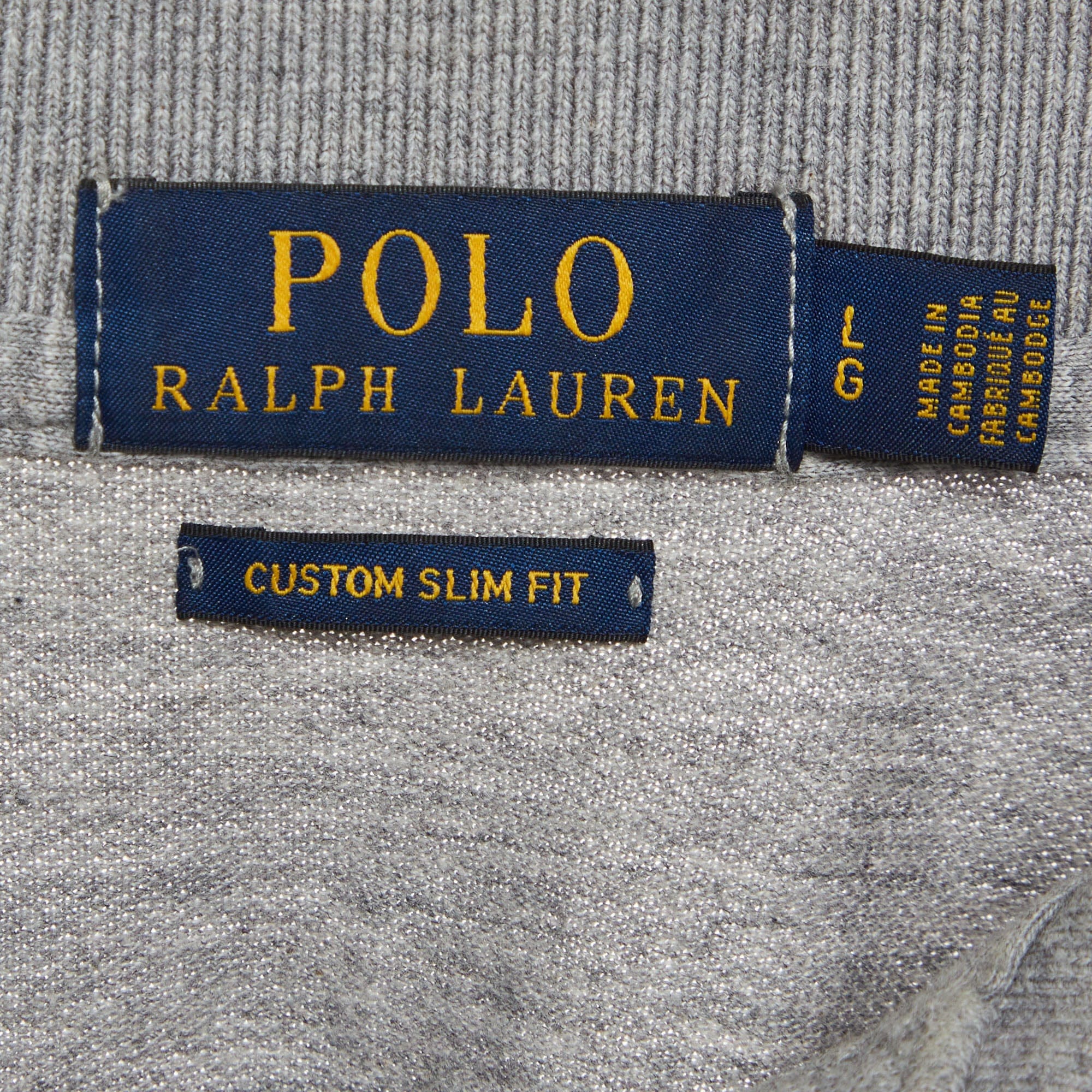 Polo Ralph Lauren Grey Cotton Pique Long Sleeve Polo T - Shirt