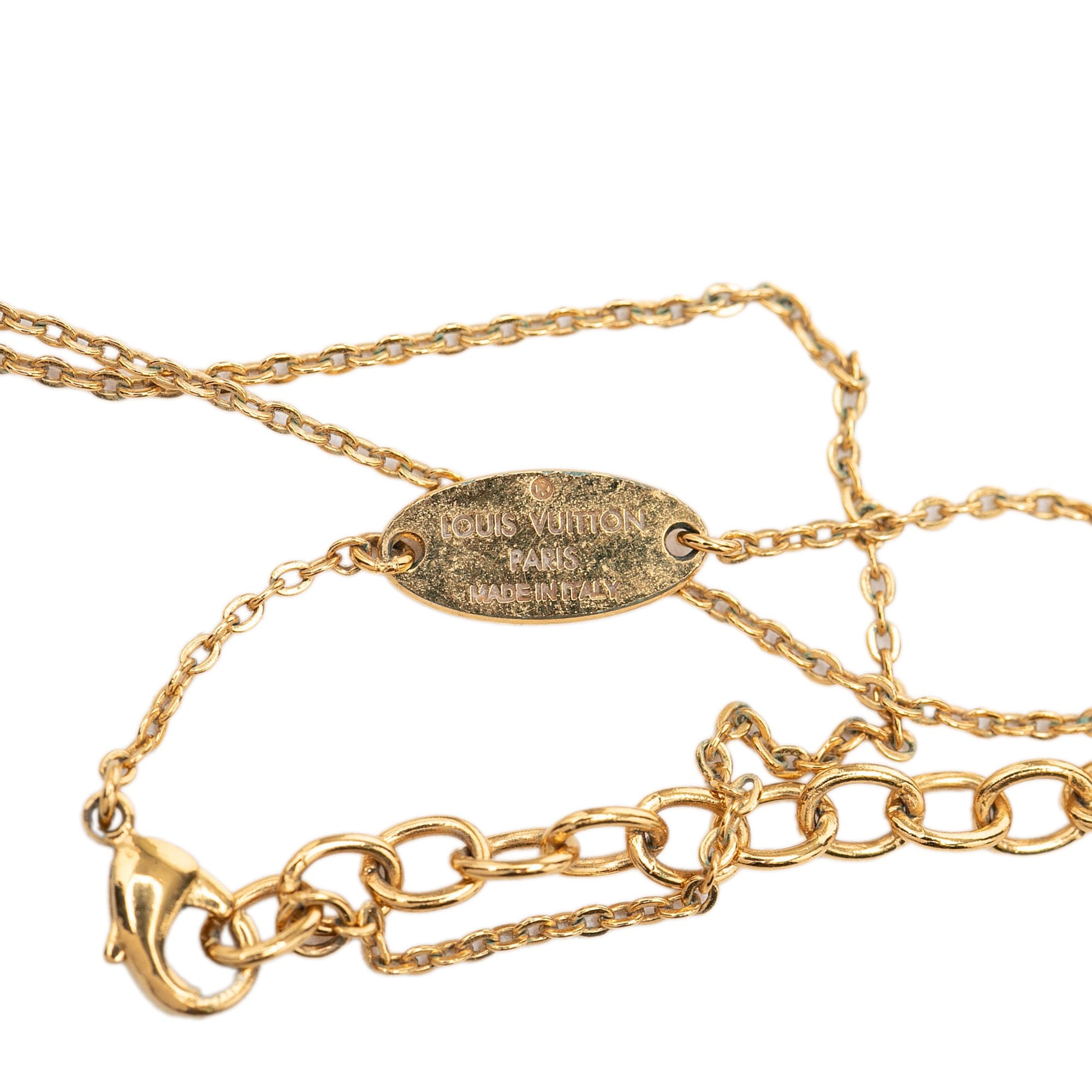 Louis Vuitton Gold Plated Nanogram Pendant Necklace
