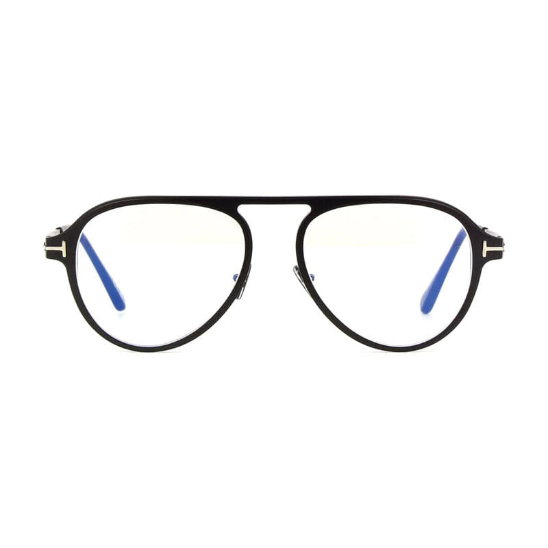 Tom Ford Eyeglasses Aviator Full Rim, Black Frame and Clear/Blue - Light Block Lenses Lens FT5972 - B005