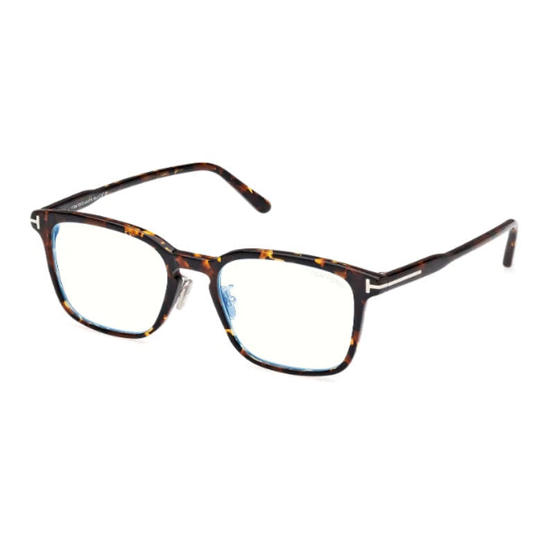 Tom Ford Eyeglasses Square Full Rim, Havana Frame and Clear/Blue - Light Block Lenses Lens FT5928 - D - B056