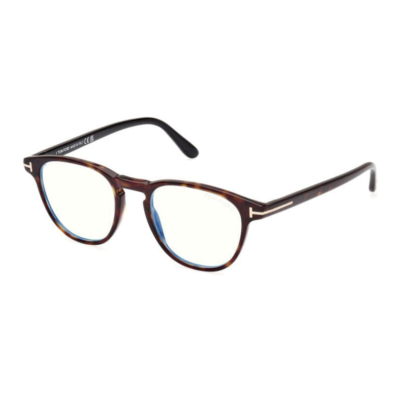 Tom Ford Eyeglasses Square Full Rim, Dark Havana Frame and Clear Blue Light Block Lens FT5899 - B052