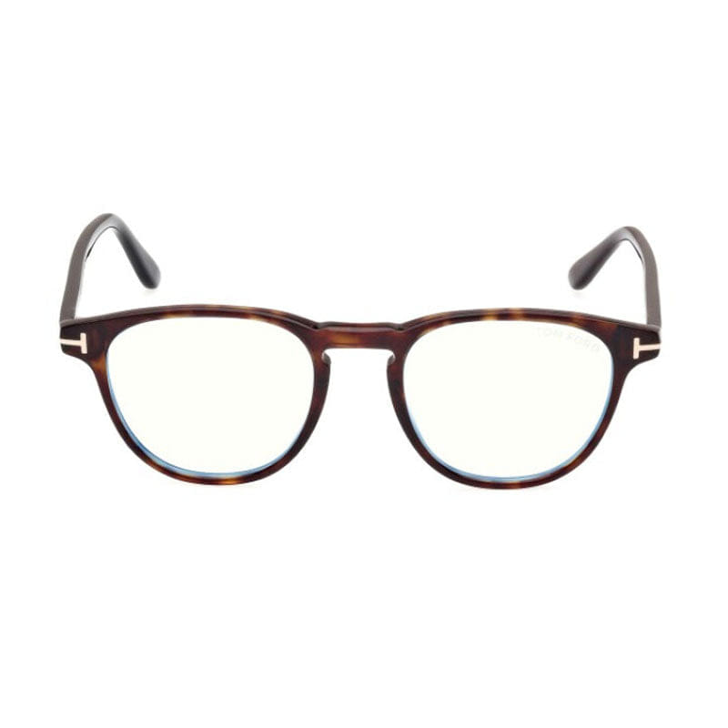 Tom Ford Eyeglasses Square Full Rim, Dark Havana Frame and Clear Blue Light Block Lens FT5899 - B052