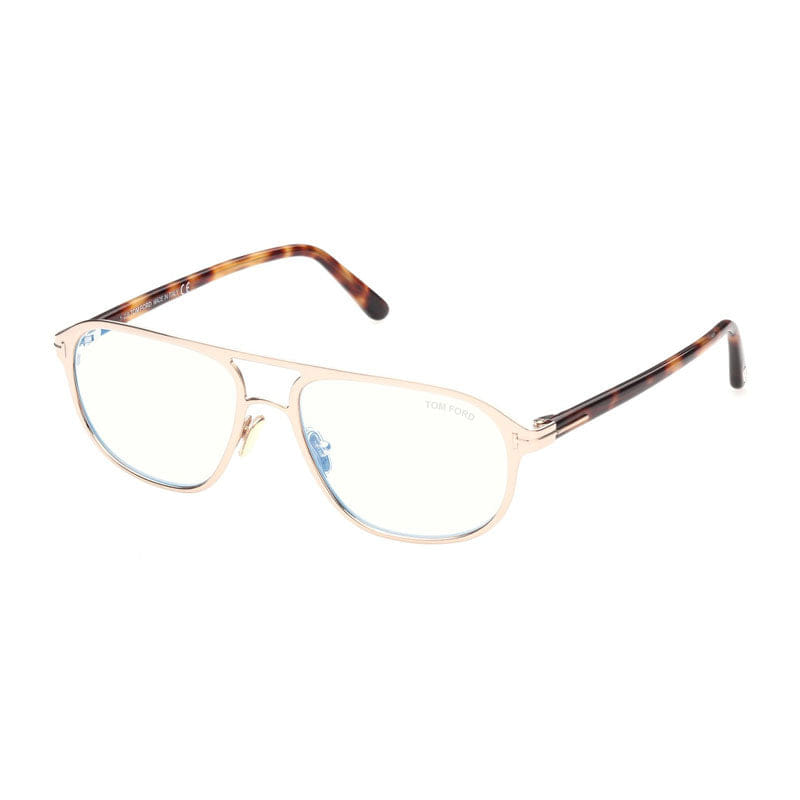 Tom Ford Eyeglasses Aviator Full Rim, Matte Black Frame and Clear Blue Light Block Lens FT5751 - B002