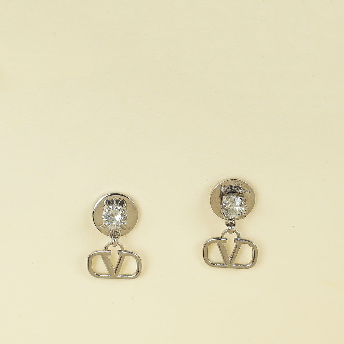 Valentino Silver Vlogo Drop Earrings