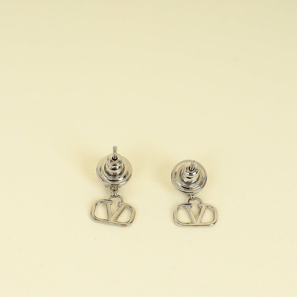 Valentino Silver Vlogo Drop Earrings