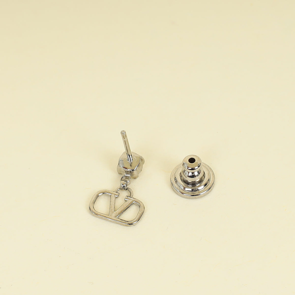 Valentino Silver Vlogo Drop Earrings