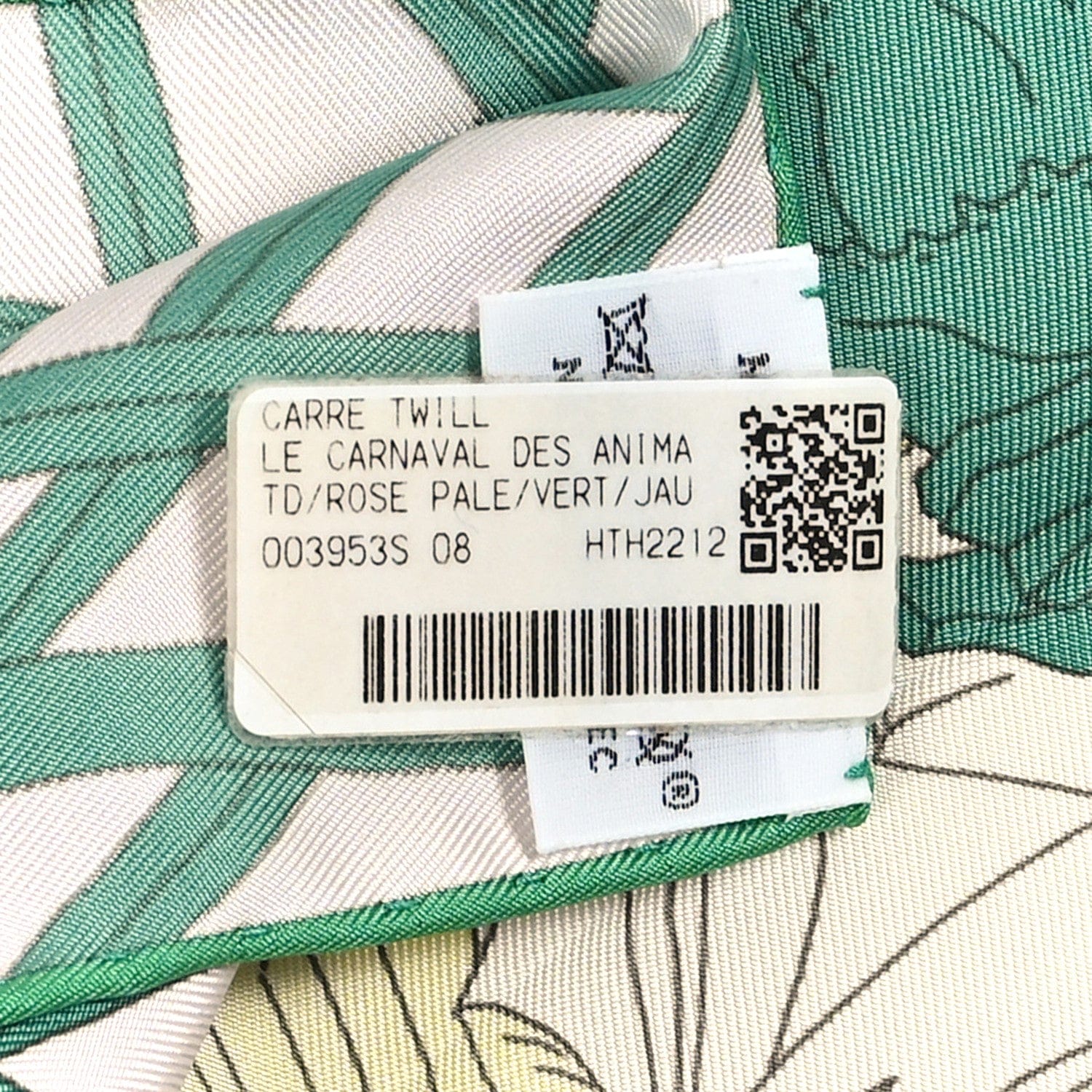 Hermes Silk Le Carnaval des Animaux Scarf 90 Rose Pale Vert Jaune