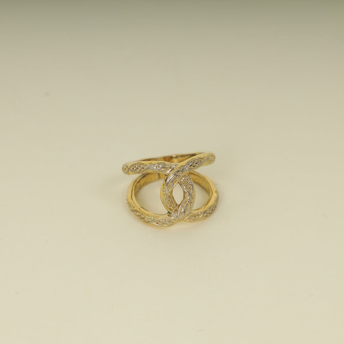 Chanel Gold Tone CC Coco Mark Ring 52