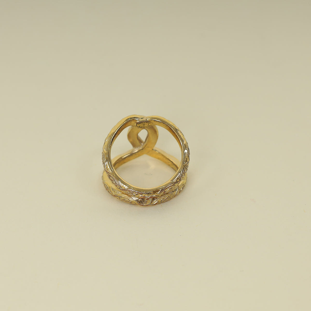 Chanel Gold Tone CC Coco Mark Ring 52