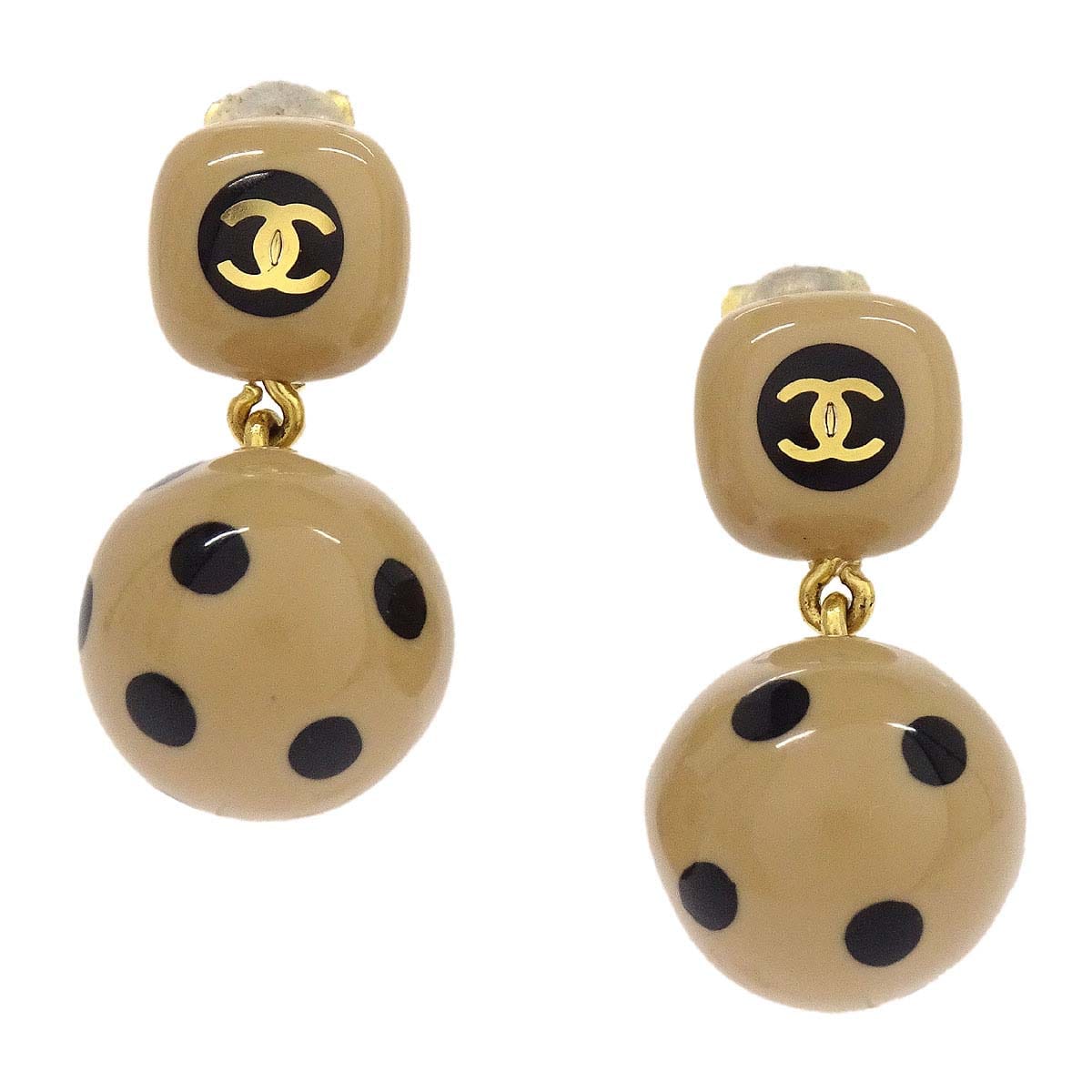 Chanel Dangle Clip - On Earrings Gold Beige 00A