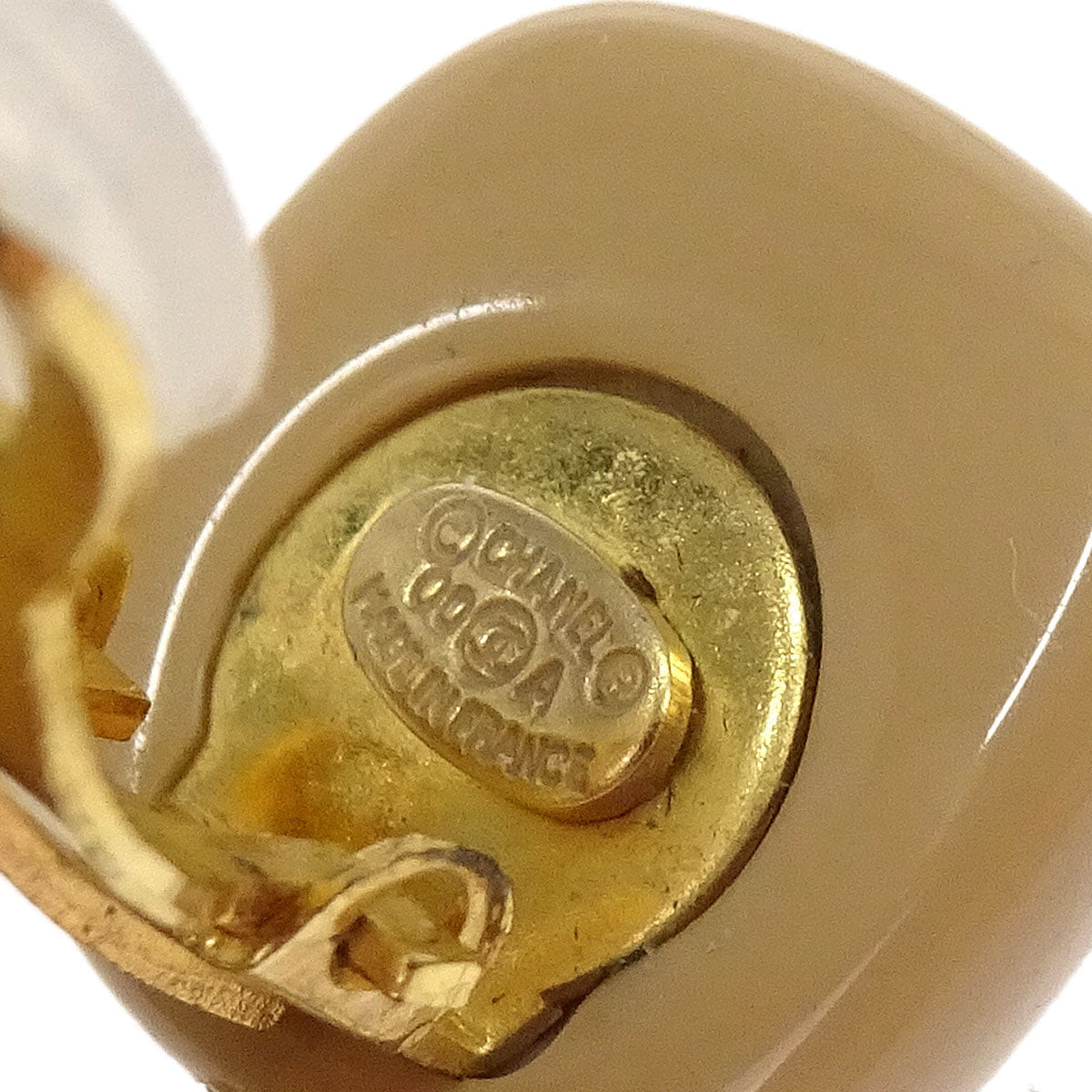 Chanel Dangle Clip - On Earrings Gold Beige 00A