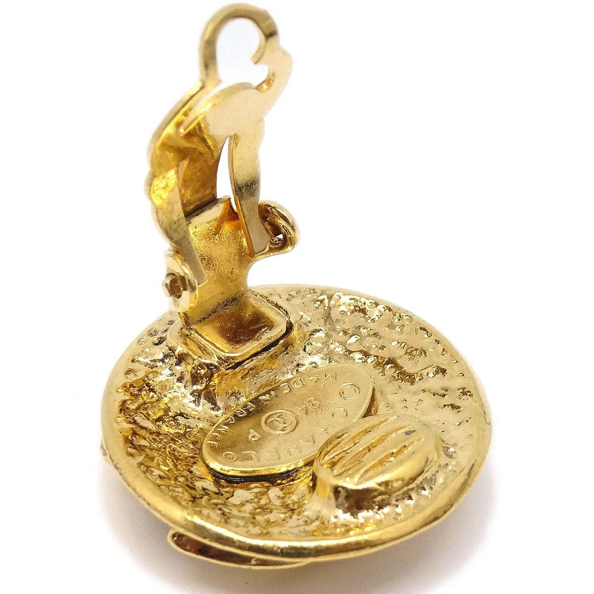 Chanel 1994 Gold Quilted CC Round Earrings Small