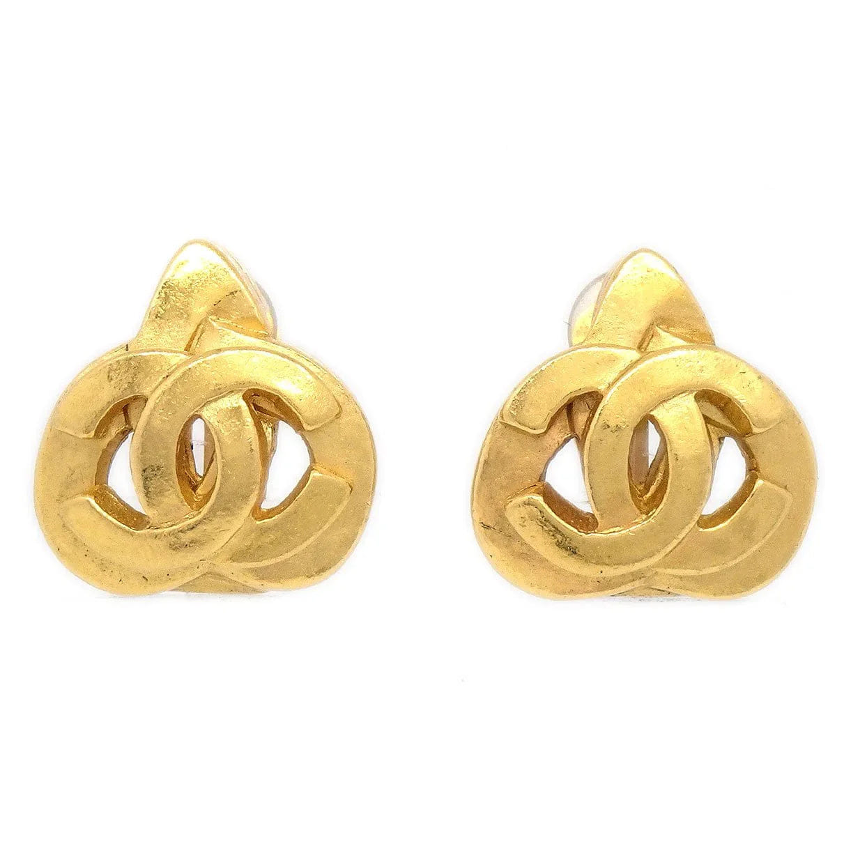 Chanel 1997 Heart Earrings Clip - On Gold Small