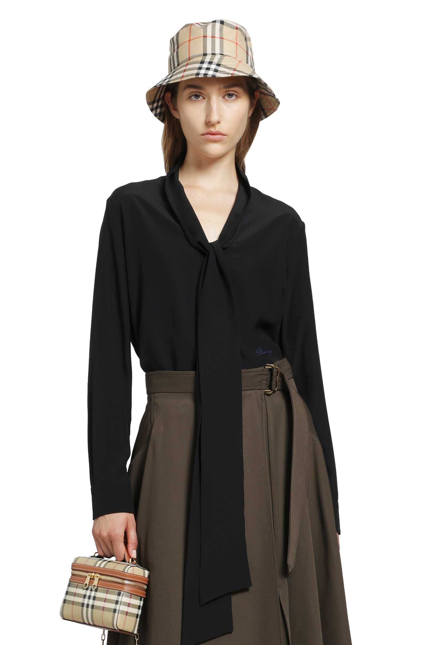Burberry Silk Crepe De Chine Scarf Blouse