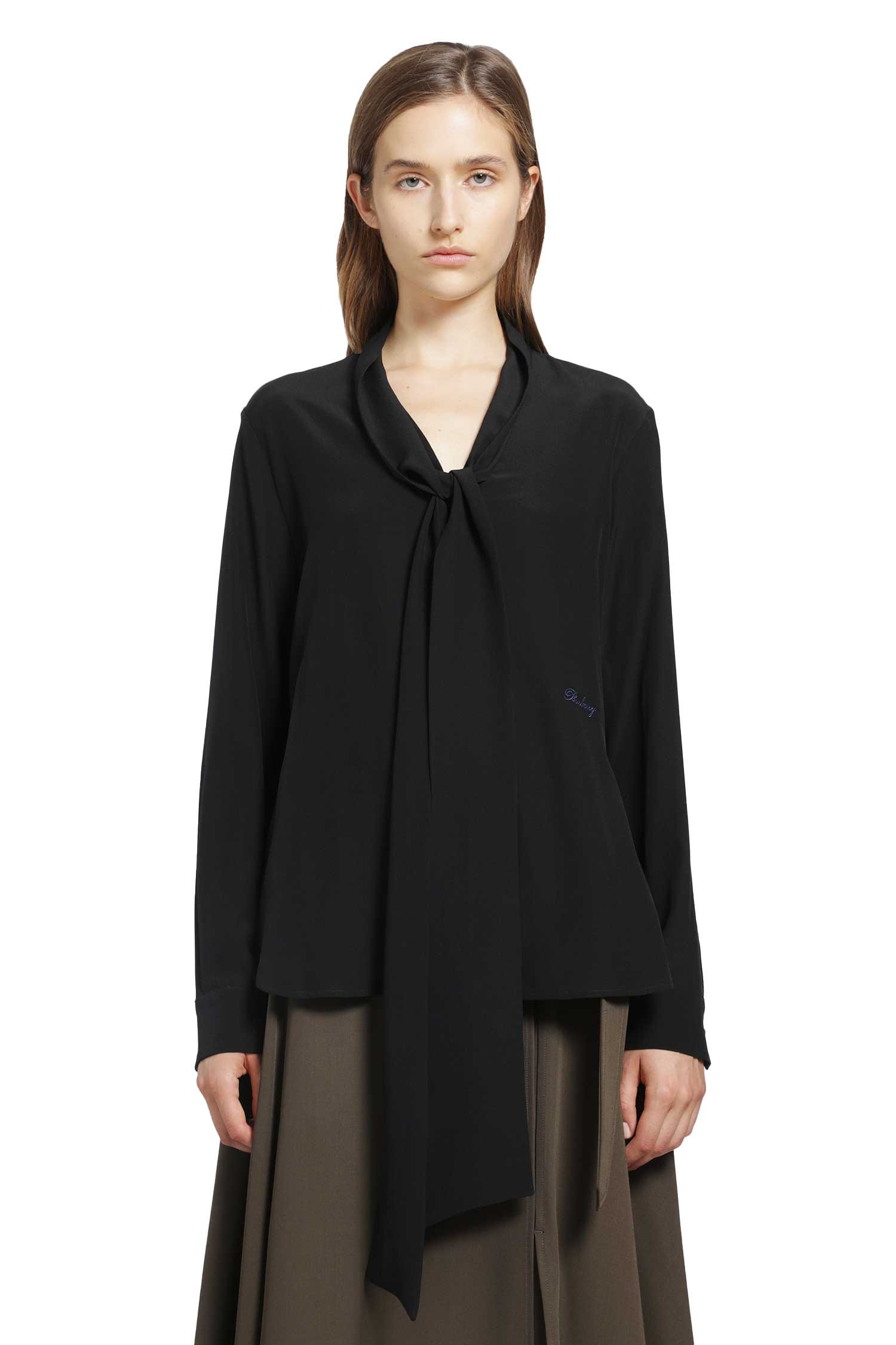 Burberry Silk Crepe De Chine Scarf Blouse