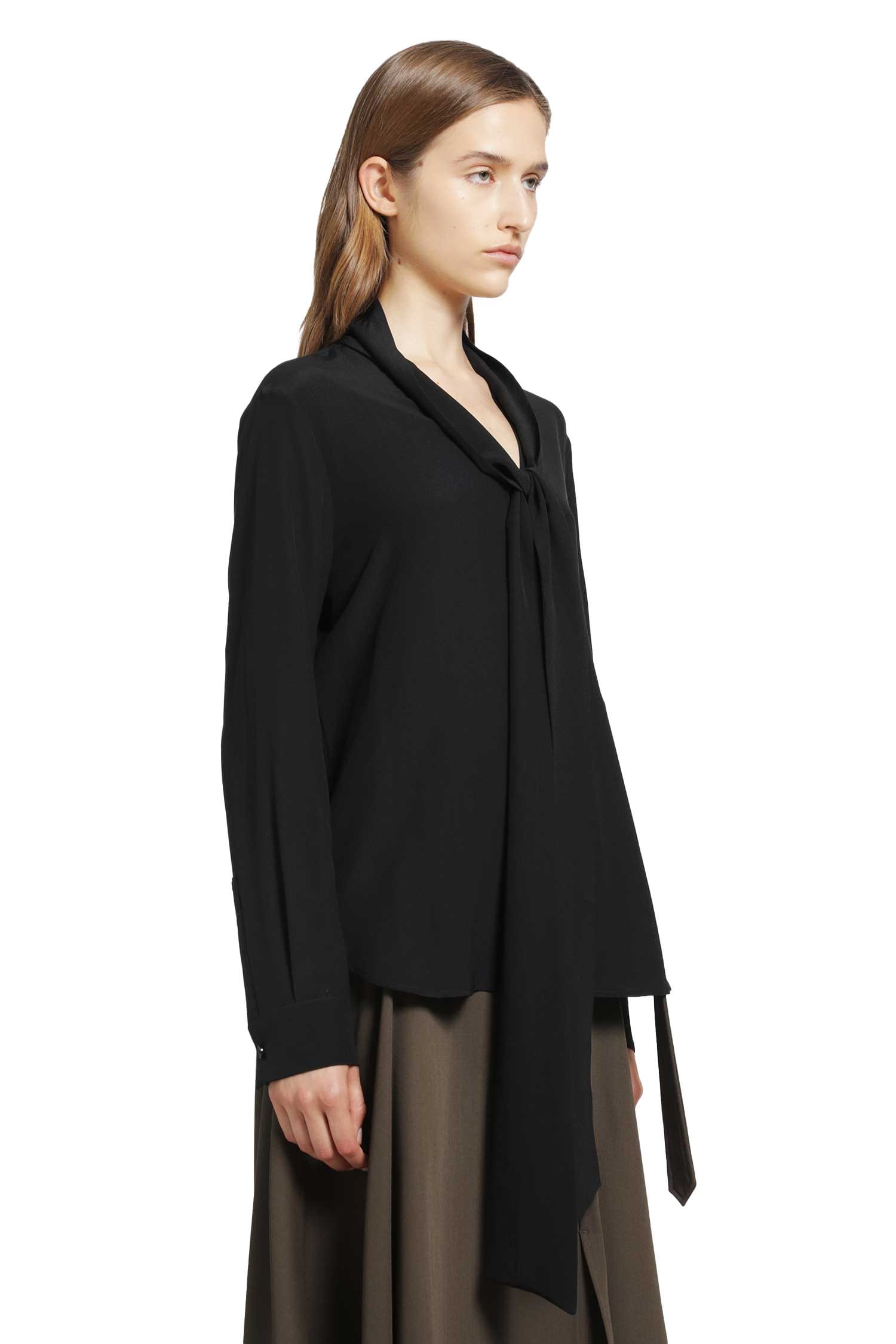 Burberry Silk Crepe De Chine Scarf Blouse