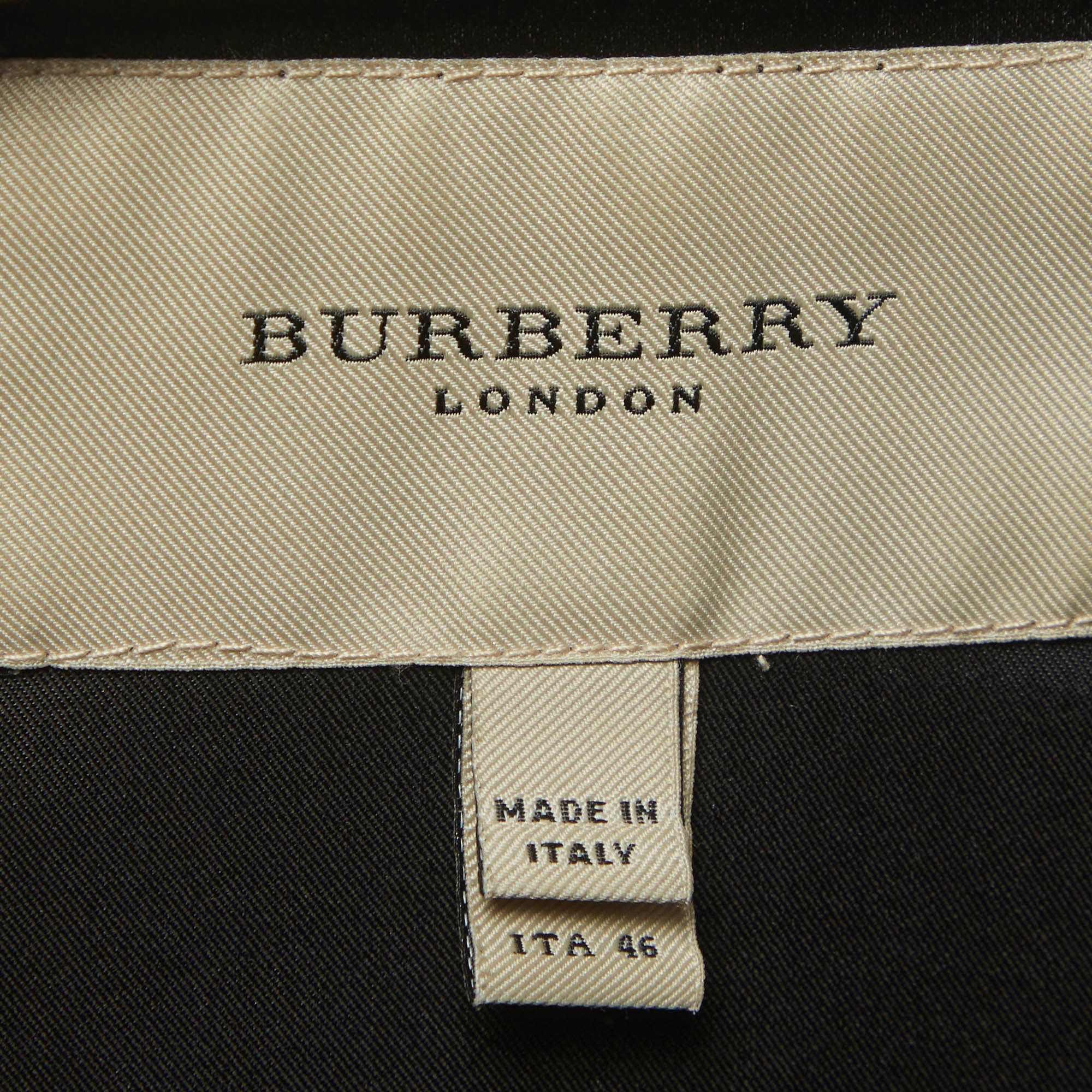 Burberry Black Satin Pleated Midi Dress