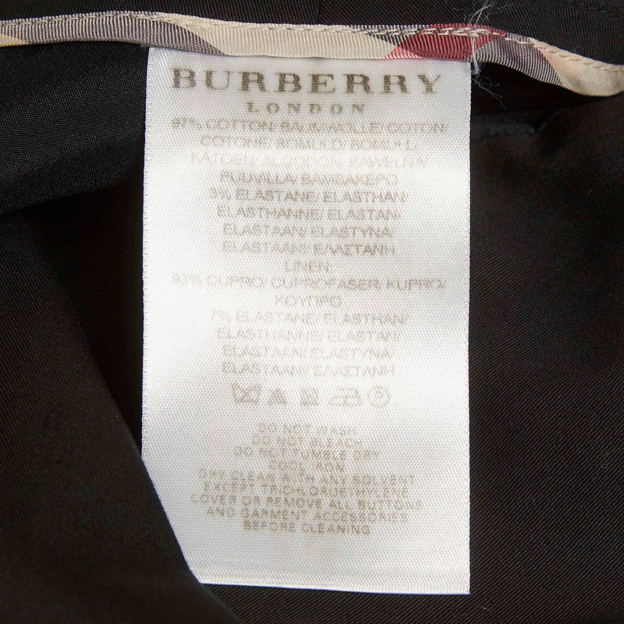 Burberry Black Gabardine Buttoned Pencil Skirt