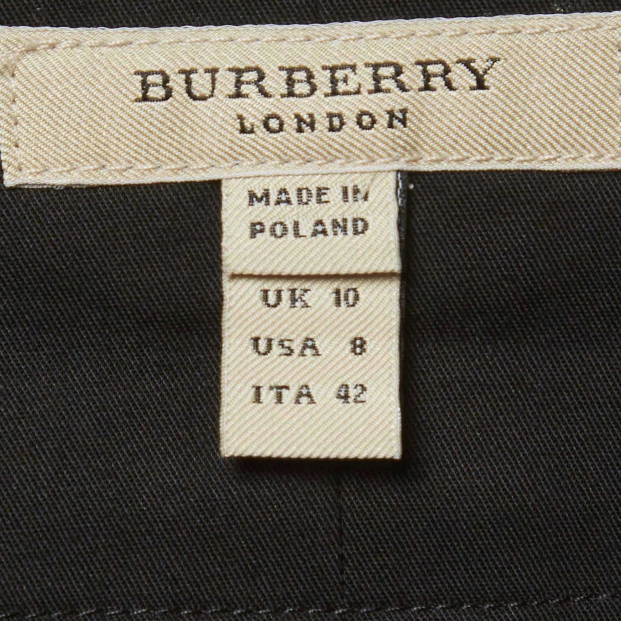 Burberry Black Gabardine Buttoned Pencil Skirt