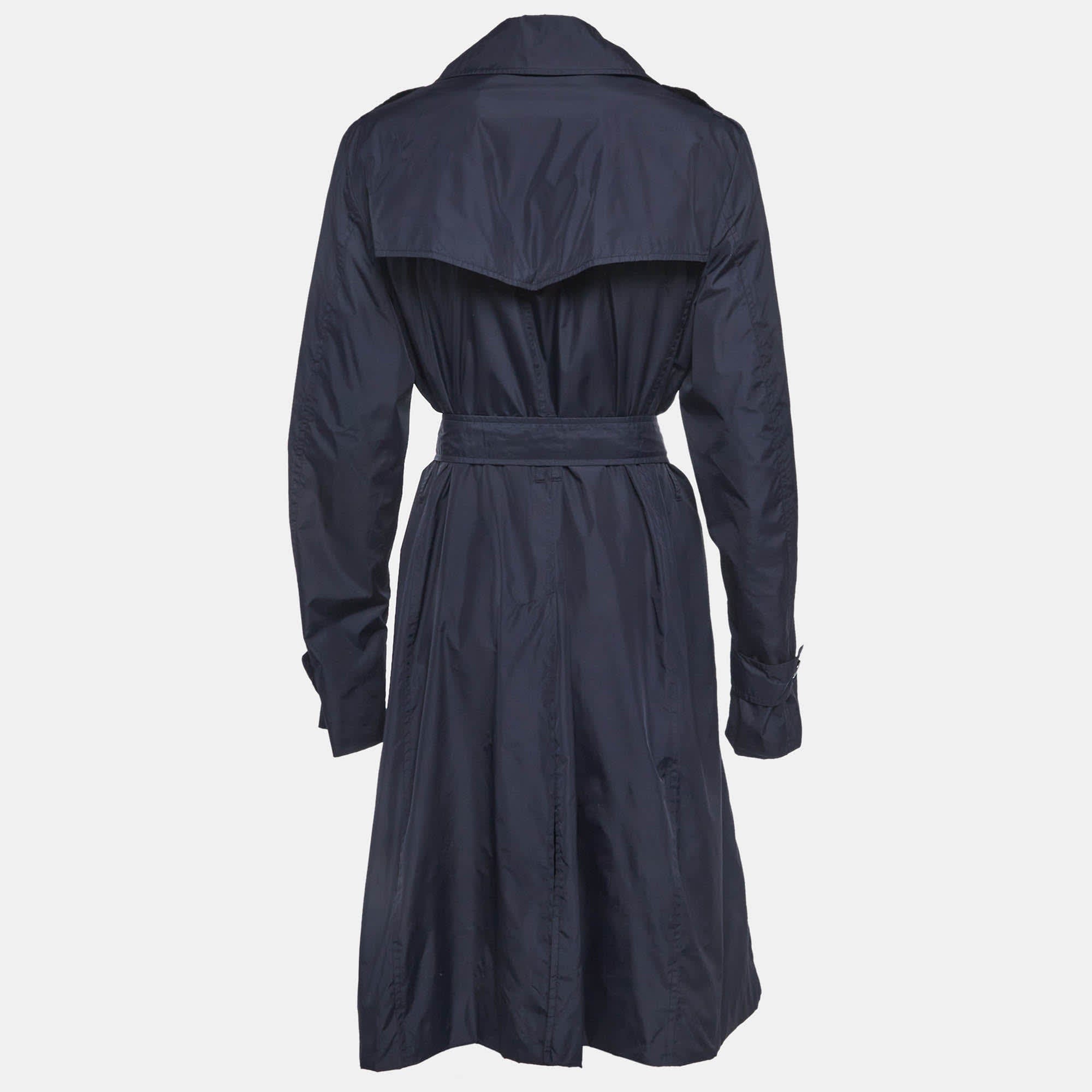 Burberry Blue Nylon Double Breasted Coat
