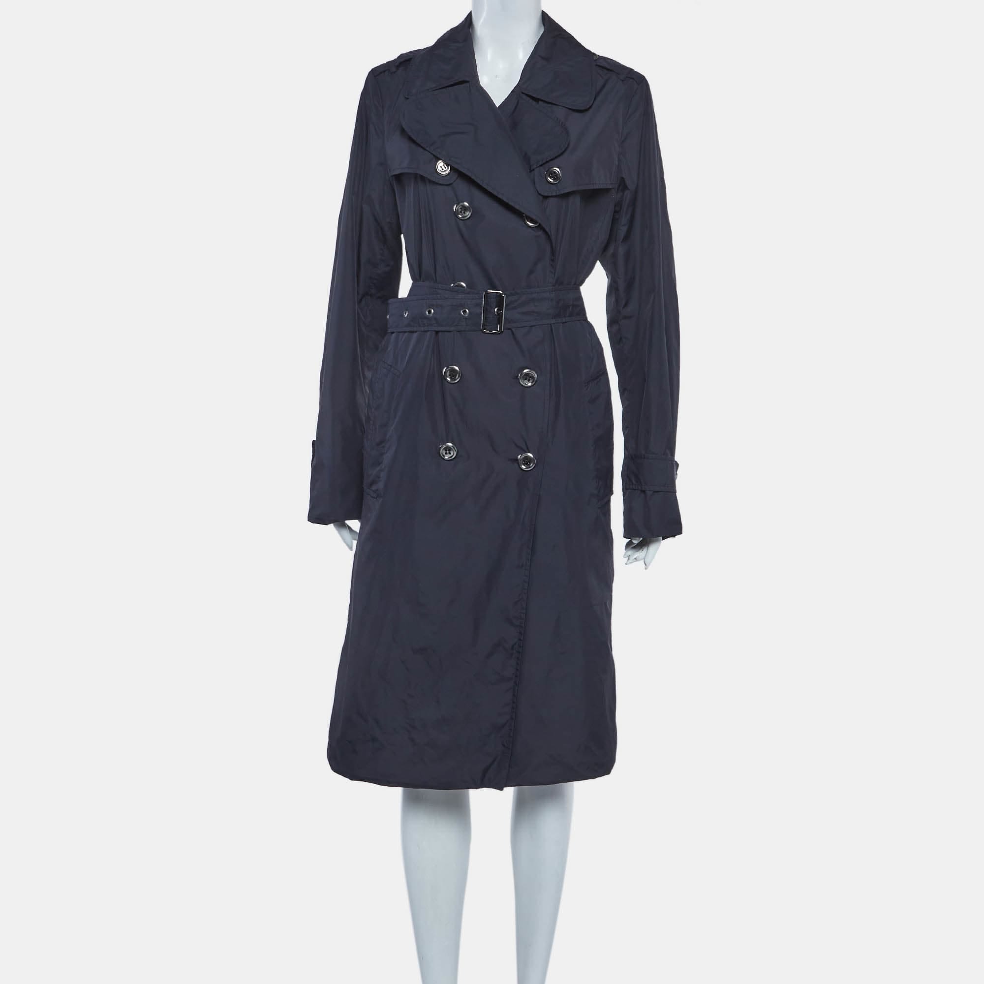 Burberry Blue Nylon Double Breasted Coat