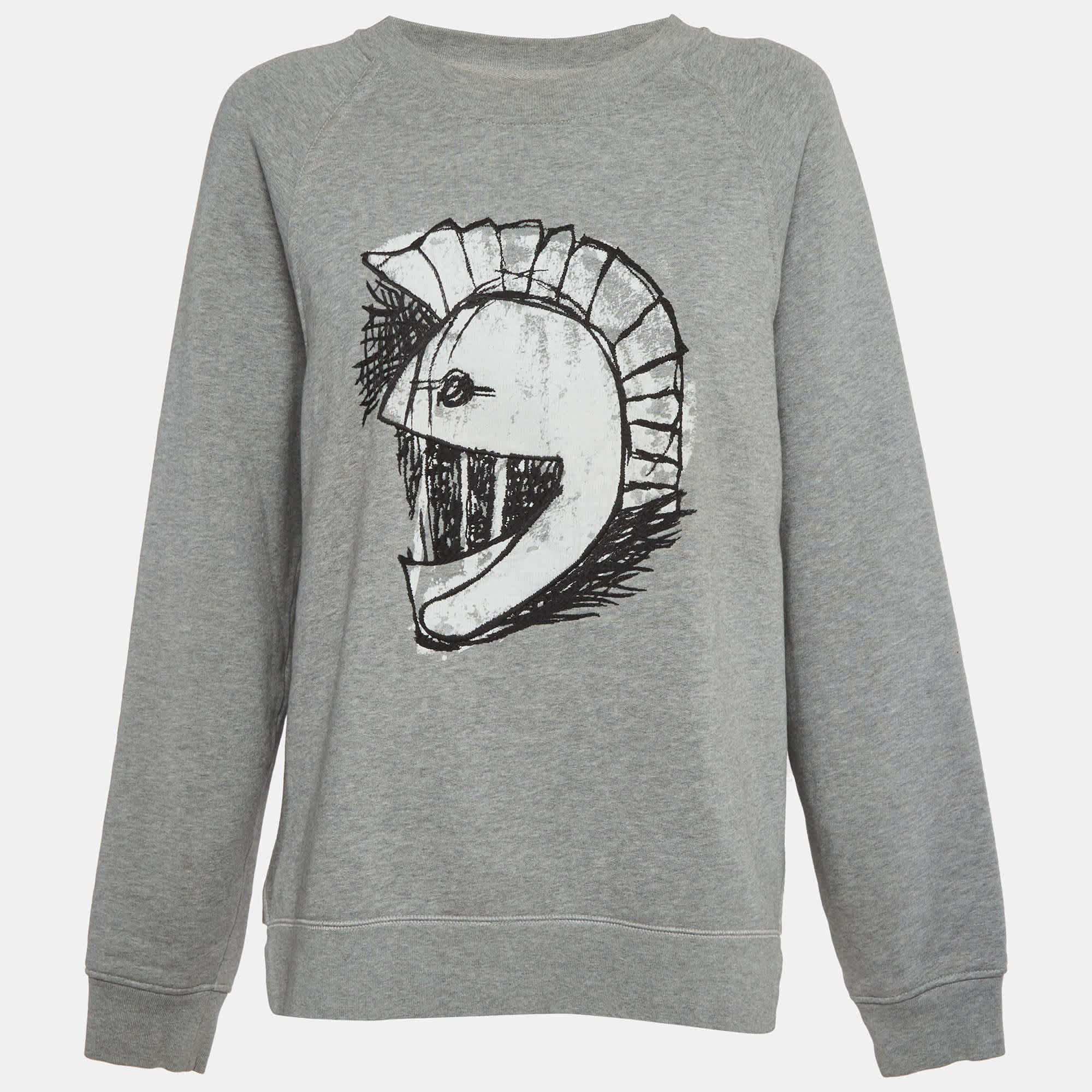 Burberry Grey Pallas Helmet Print Cotton Knit Sweatshirt