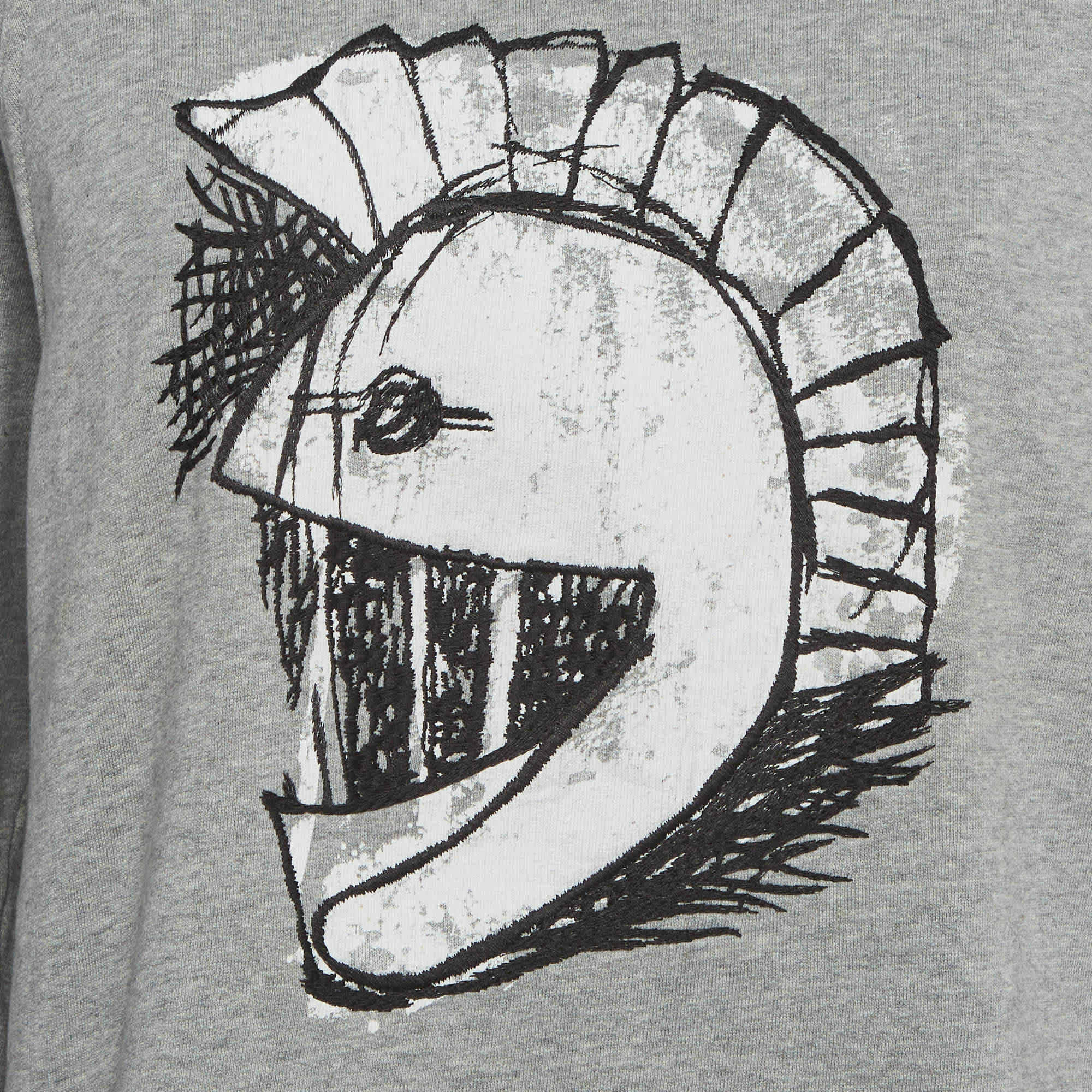 Burberry Grey Pallas Helmet Print Cotton Knit Sweatshirt
