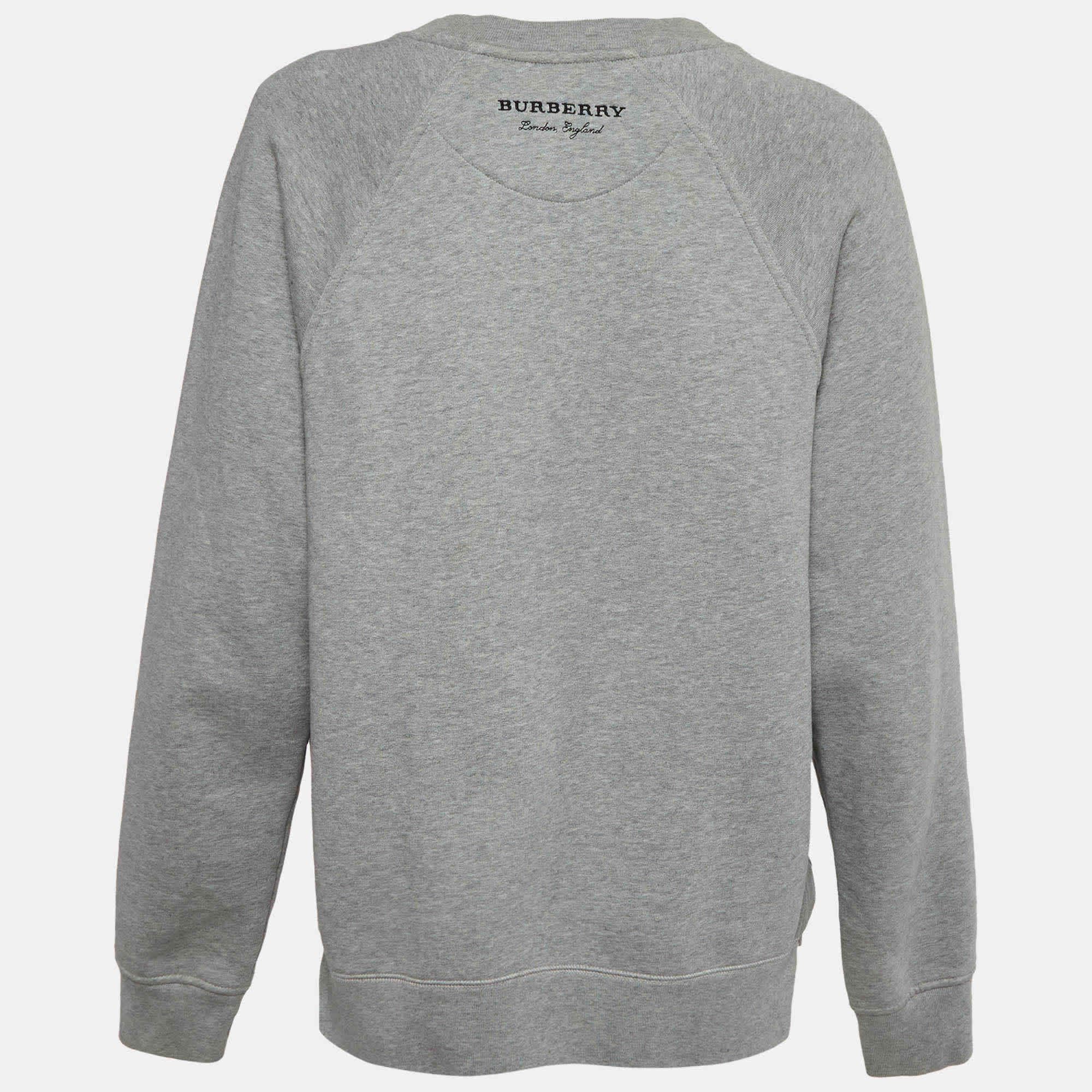 Burberry Grey Pallas Helmet Print Cotton Knit Sweatshirt