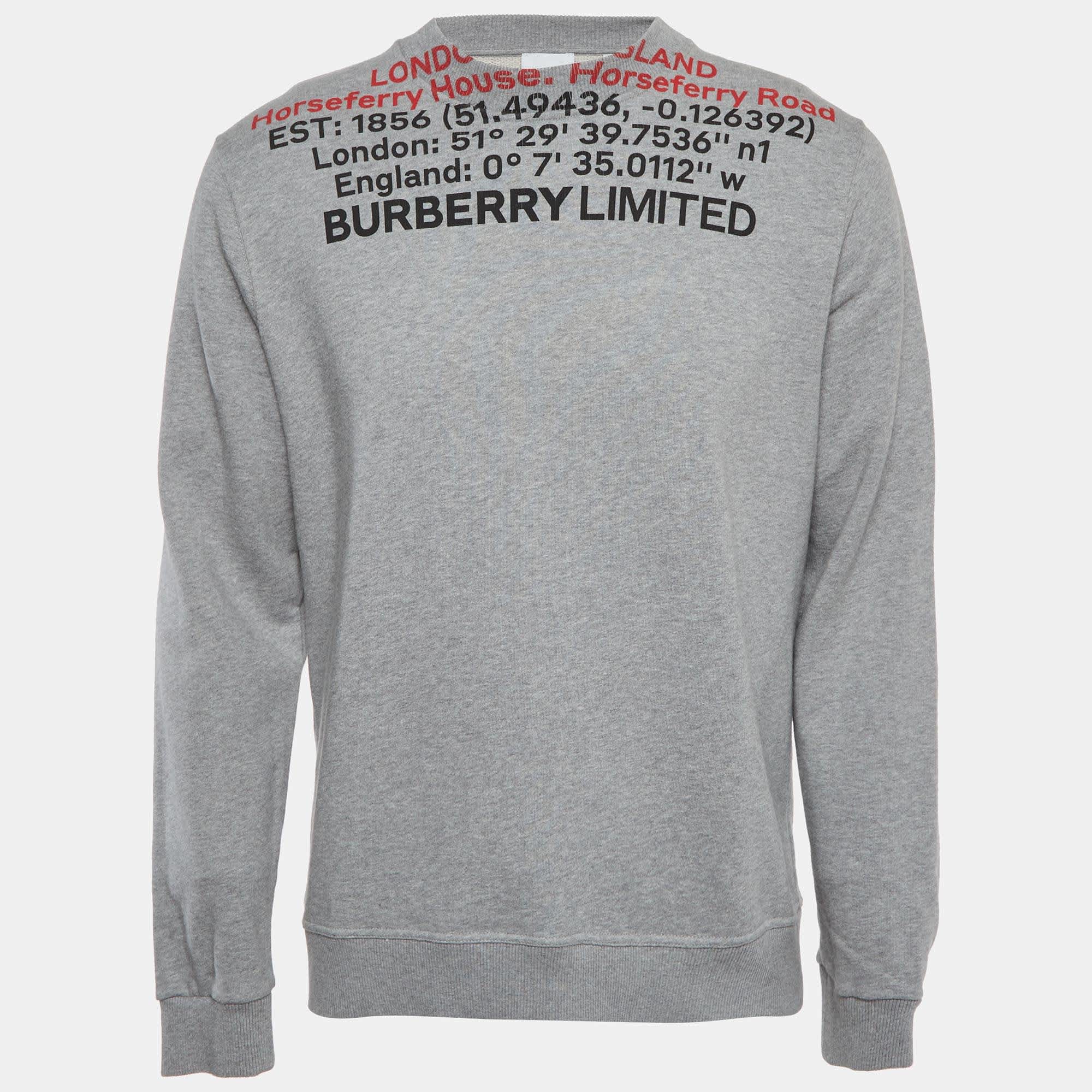 Burberry Grey Horseferry House Graphic French Terry Sweatshirt