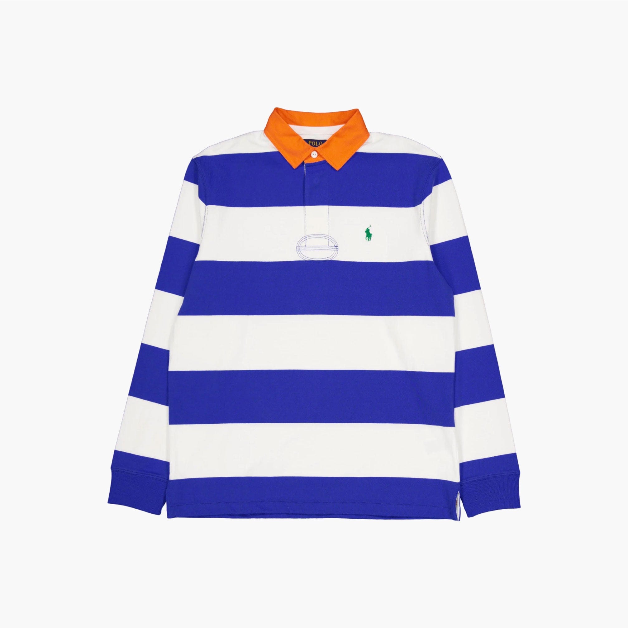 Polo Ralph Lauren Classic Fit Striped Jersey Rugby Shirt New Iris Blue / White