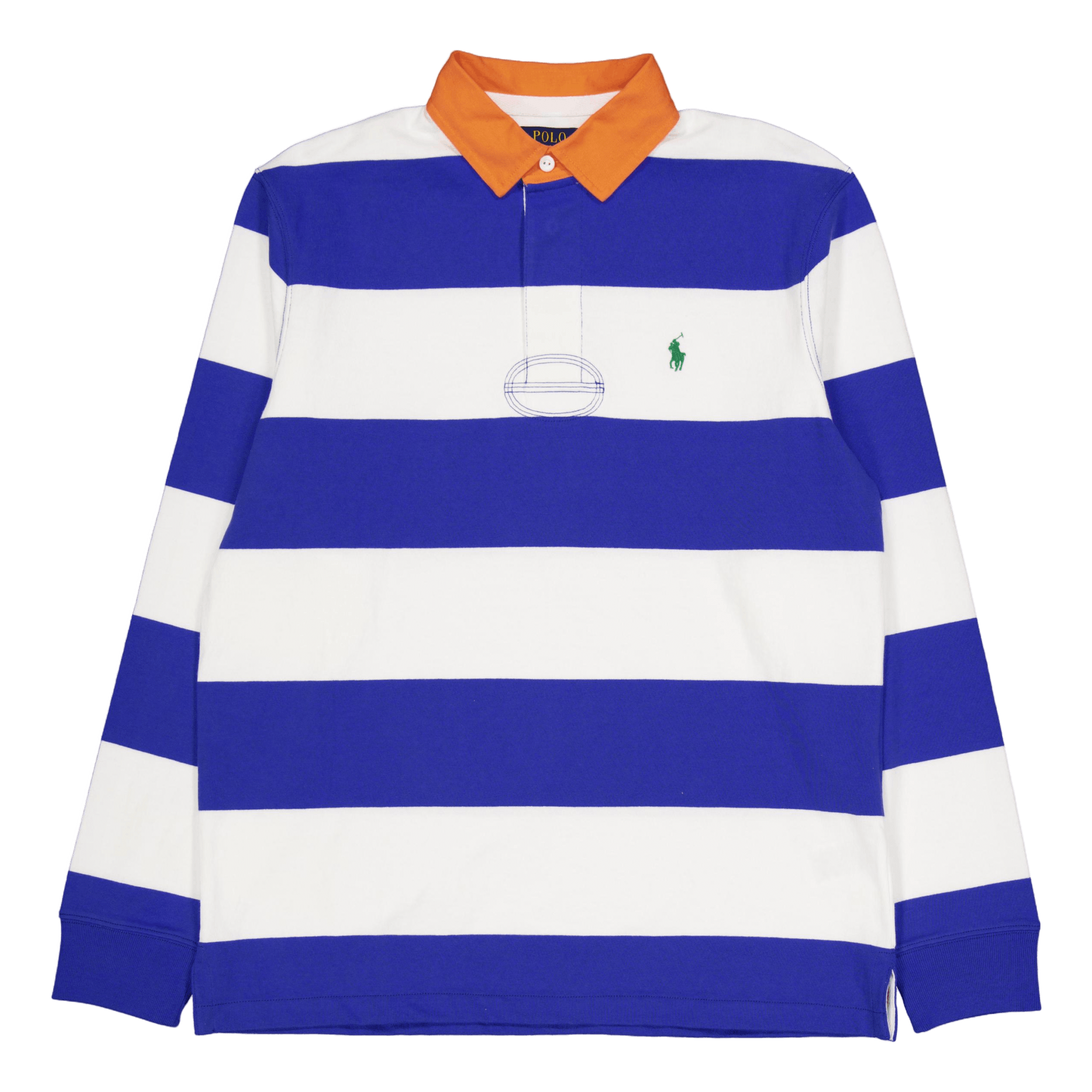 Polo Ralph Lauren Classic Fit Striped Jersey Rugby Shirt New Iris Blue / White