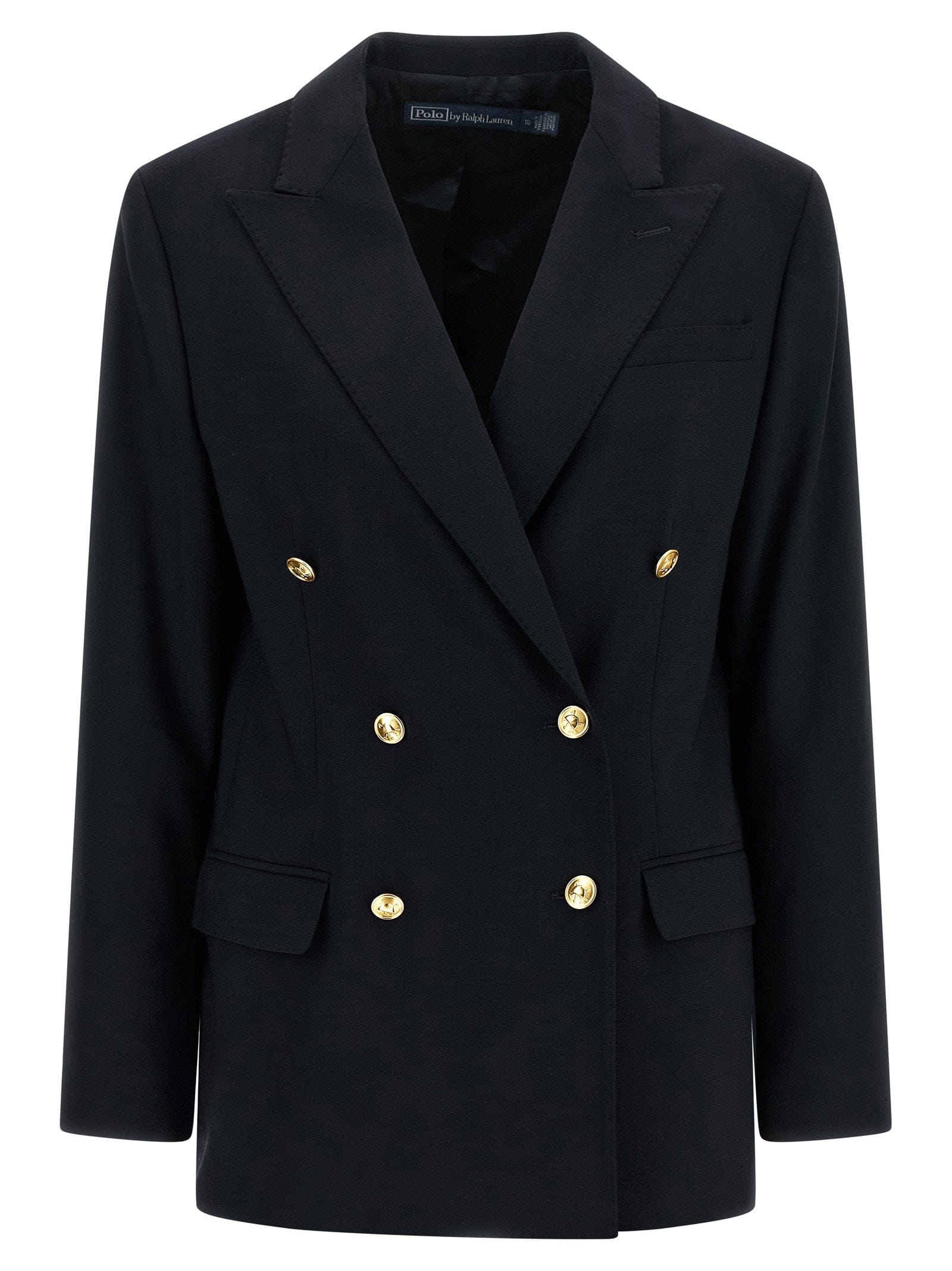 Polo Ralph Lauren Double - Breasted Stretch Wool Blazer — Black