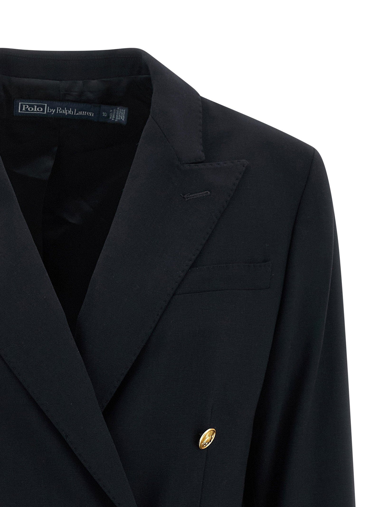 Polo Ralph Lauren Double - Breasted Stretch Wool Blazer — Black